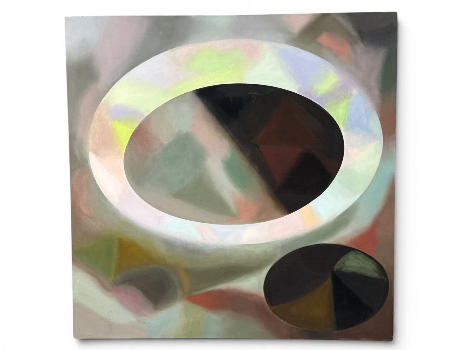 Anita Charney Harris Oil/Canvas: Untitled Abstract: Anita Charney Harris (Bucks County, PA, 1921-2018). A large format oil on canvas abstract. Signed and dated 1972 verso. 60in x 60in. | You have additional shipping options, and are not required to use