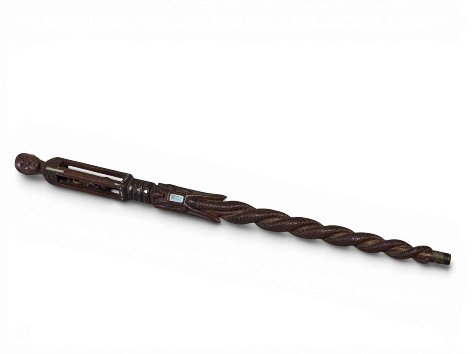 Folk Art Figural and Snake Carved Walking Stick (1 of 7)