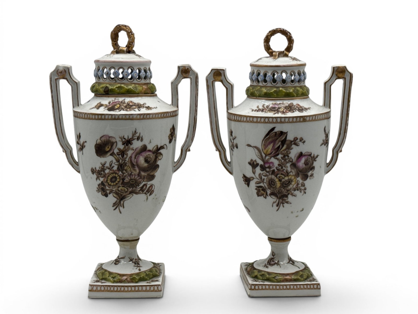 Pair of 19th C. Continental Porcelain Urns (1 of 11)