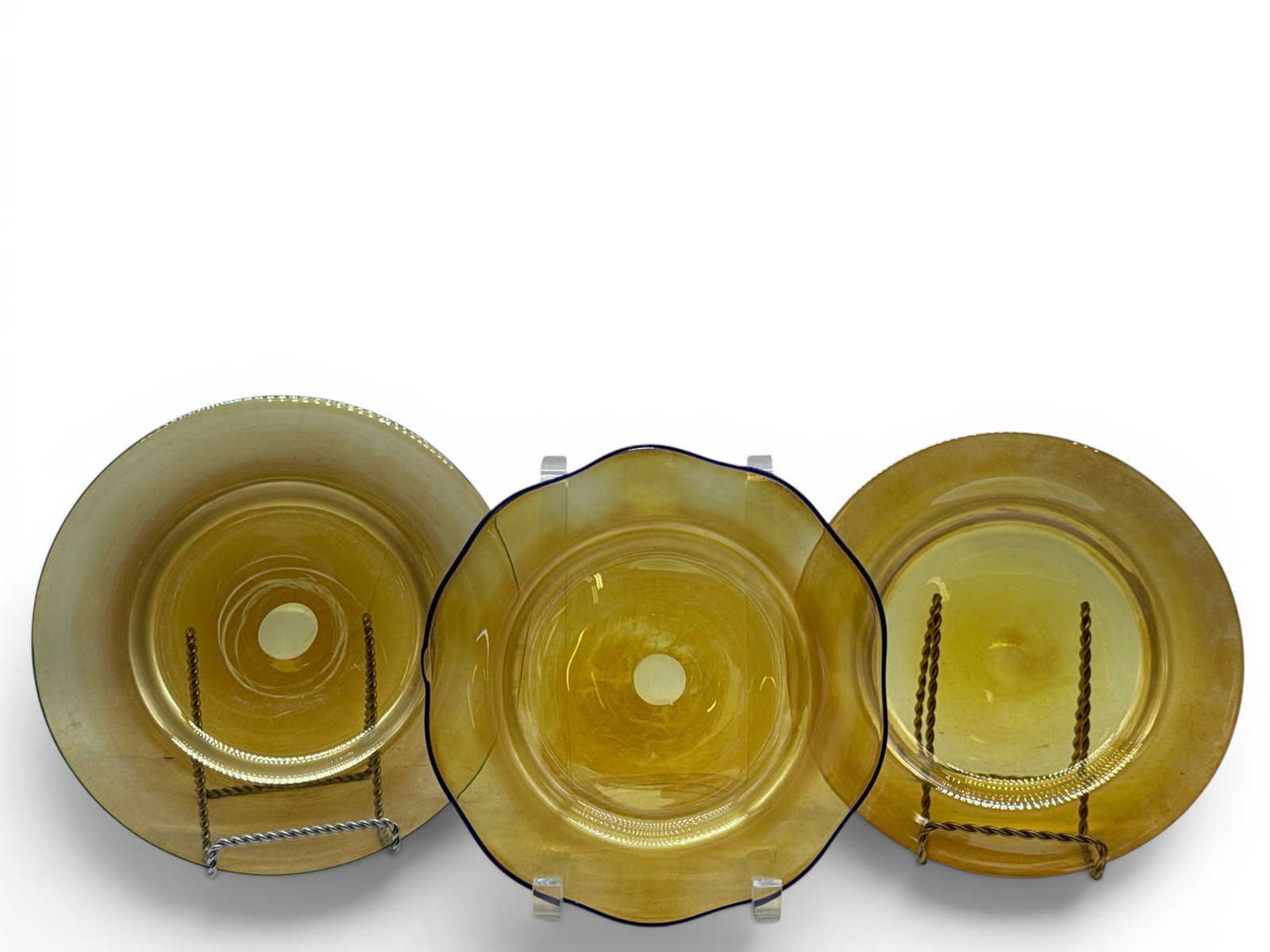 Three Durand Yellow Optic Art Glass Dishes (1 of 7)