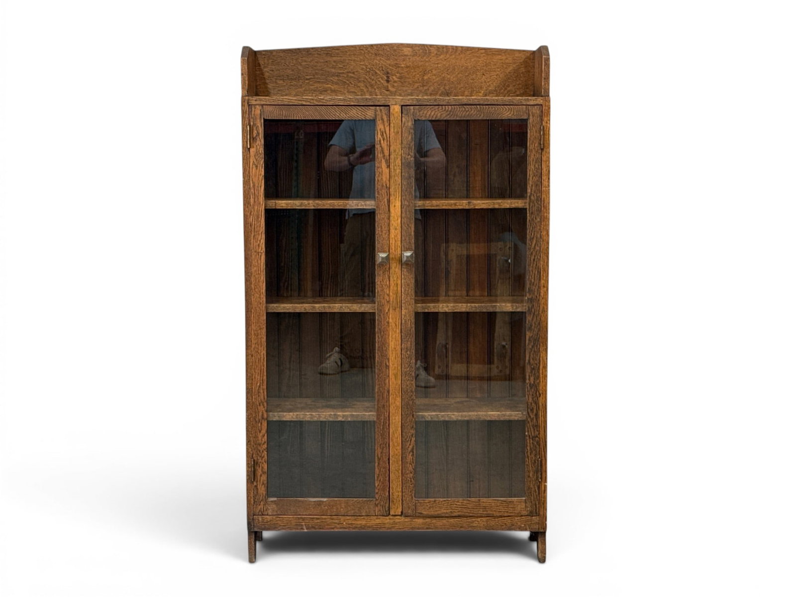 Arts & Crafts Oak Two-Door Bookcase (1 of 6)