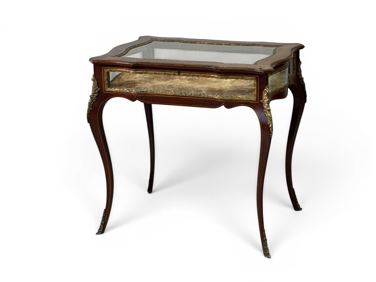 French Louis XV-style Ormolu Mahogany Vitrine Cabinet (1 of 5)