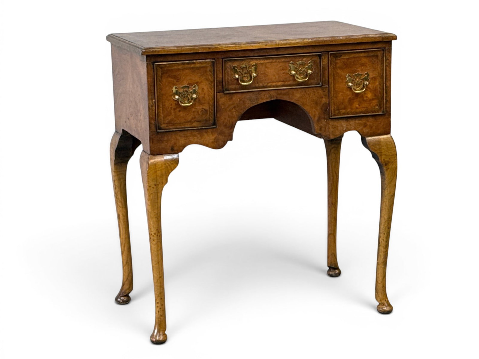 English Burl Walnut Queen Anne-style Lowboy (1 of 5)