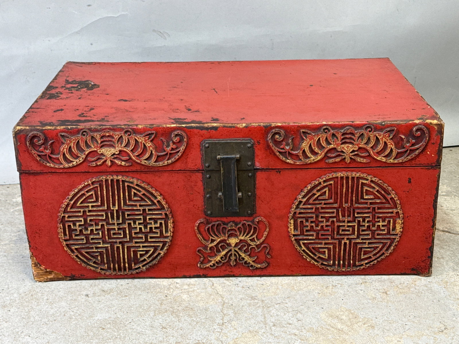Chinese Export Red Leather Trunk - 2