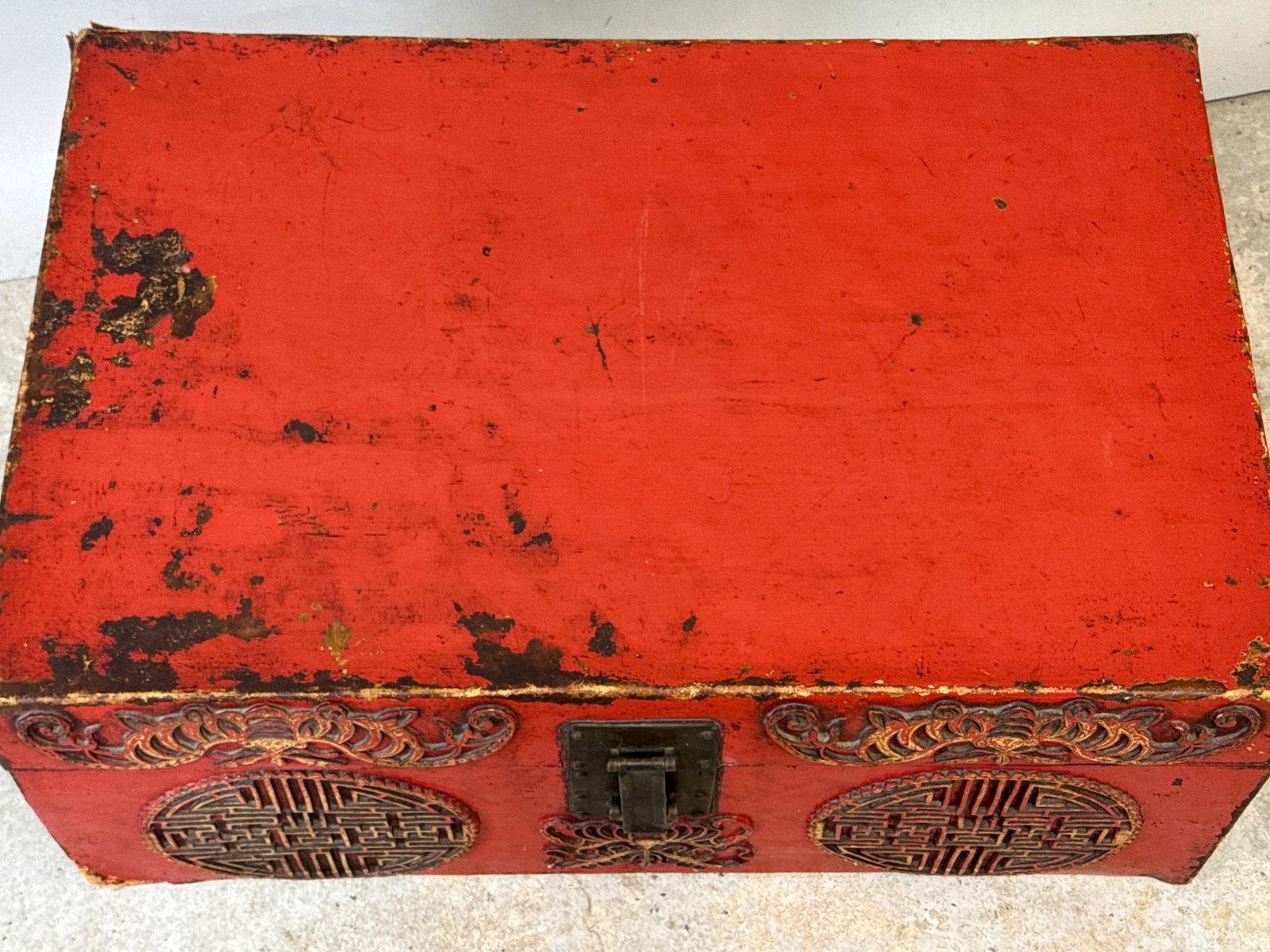 Chinese Export Red Leather Trunk - 4