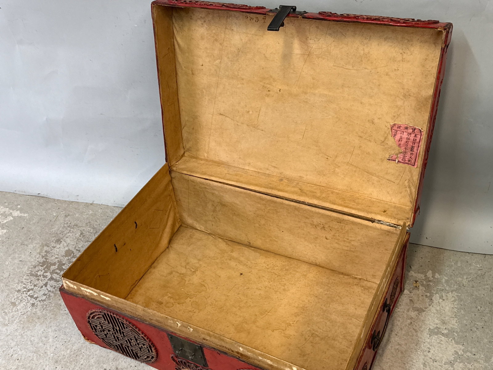 Chinese Export Red Leather Trunk - 5