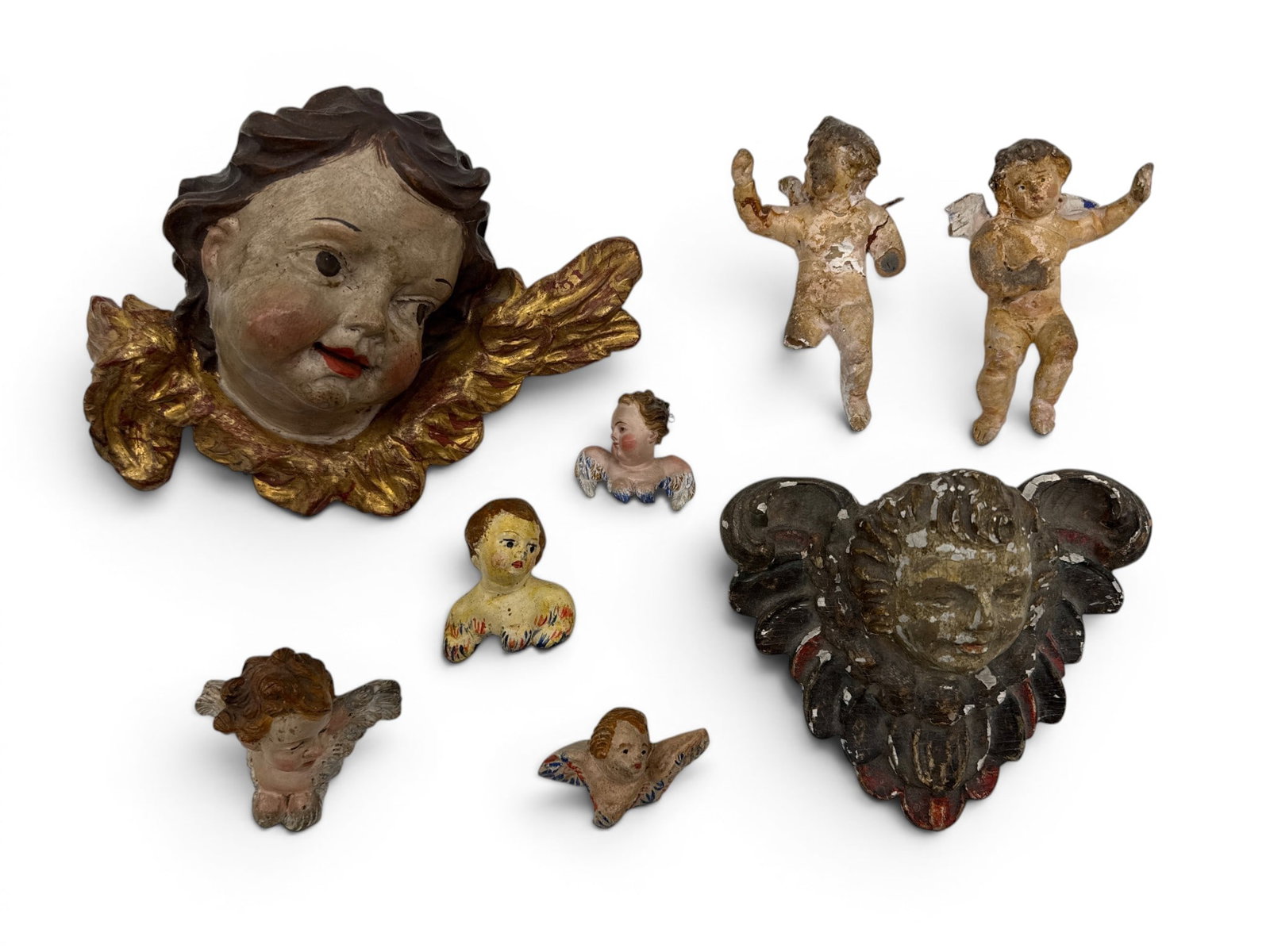 Grouping of Continental Carved and Gesso Angels (1 of 6)