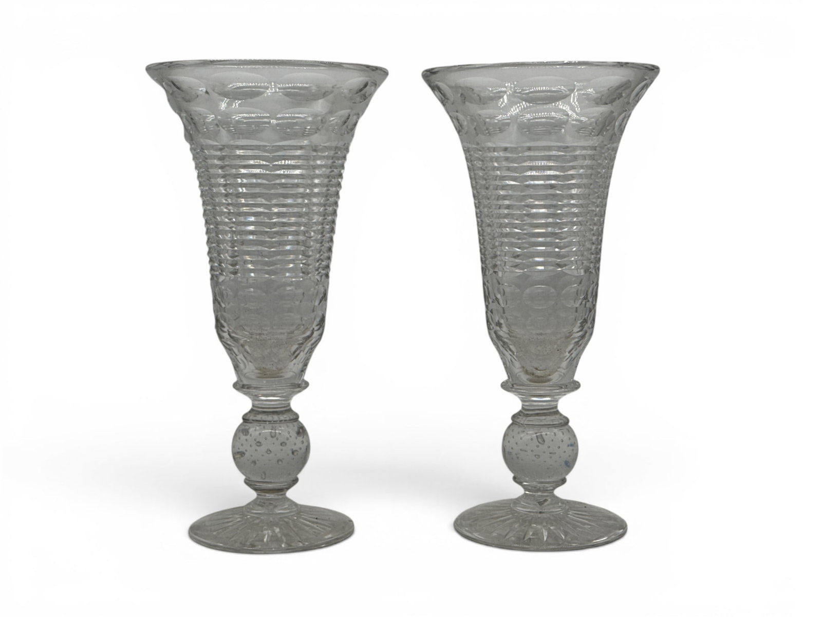 Pair of Pairpoint Glass Trumpet Vases (1 of 3)