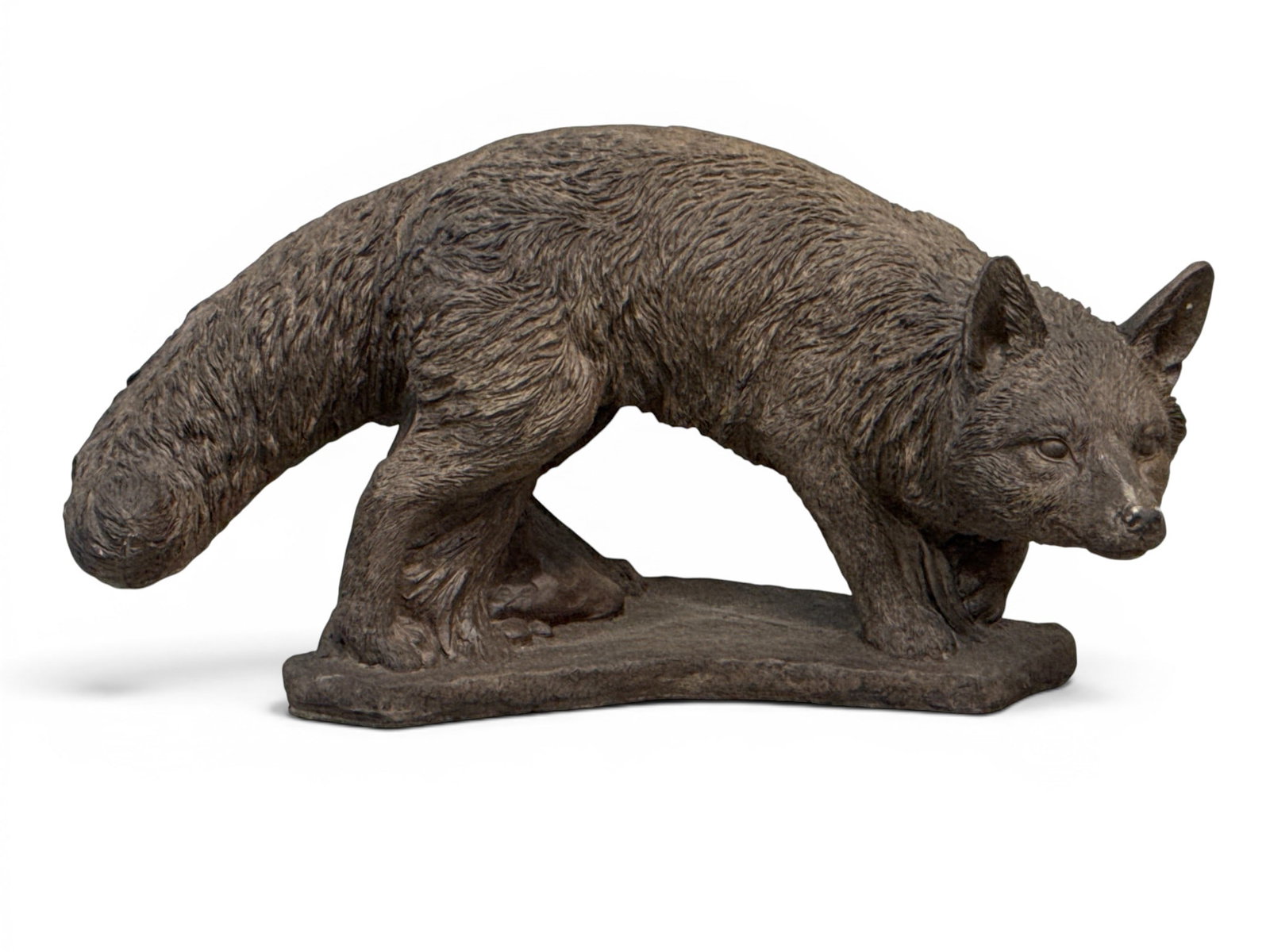 Cast Stone Crouching Garden Fox (1 of 3)