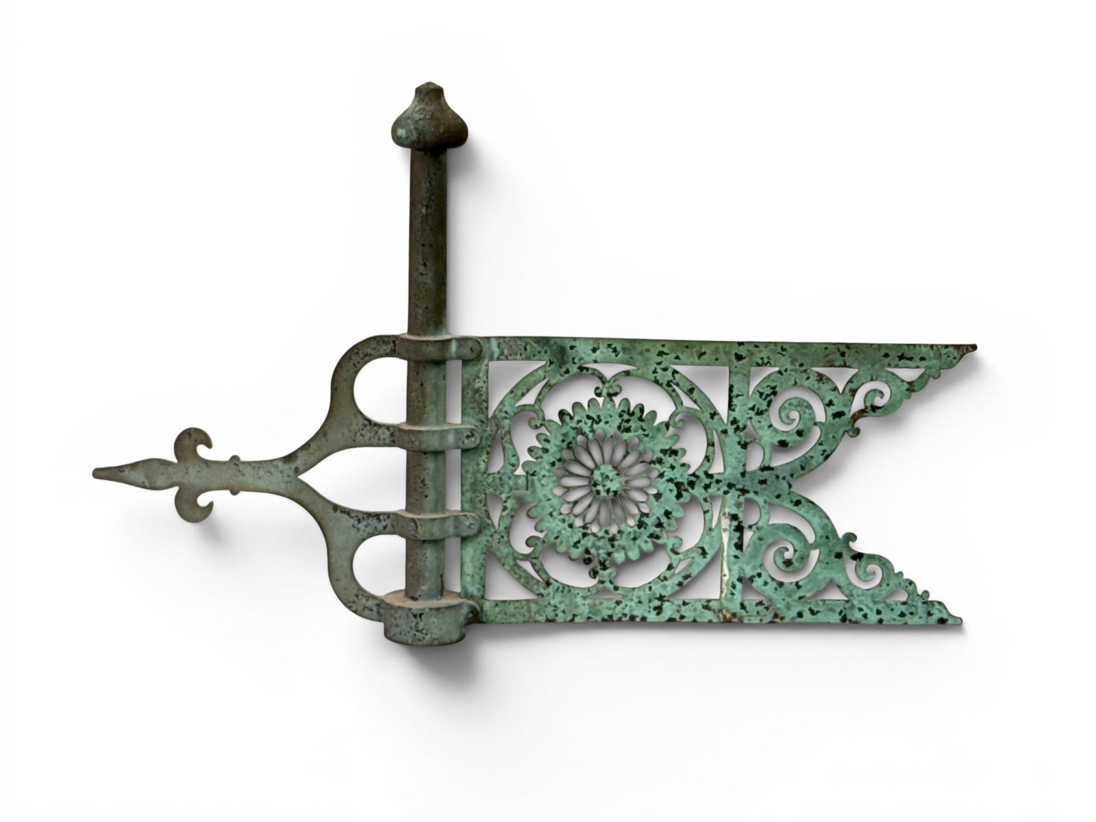 19th C. Copper and Iron Banneret Weathervane: A 19th C. copper and iron banneret weathervane with a pierced and stylized design. Provenance: From a Main Line, PA private collection. 17-3/4in tall x 27-1/2in wide. | You have additional shipping op