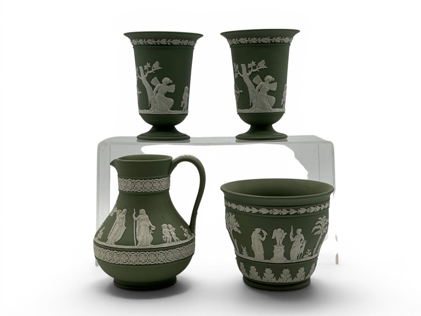Four Wedgwood Sage Green Jasperware Articles (1 of 8)