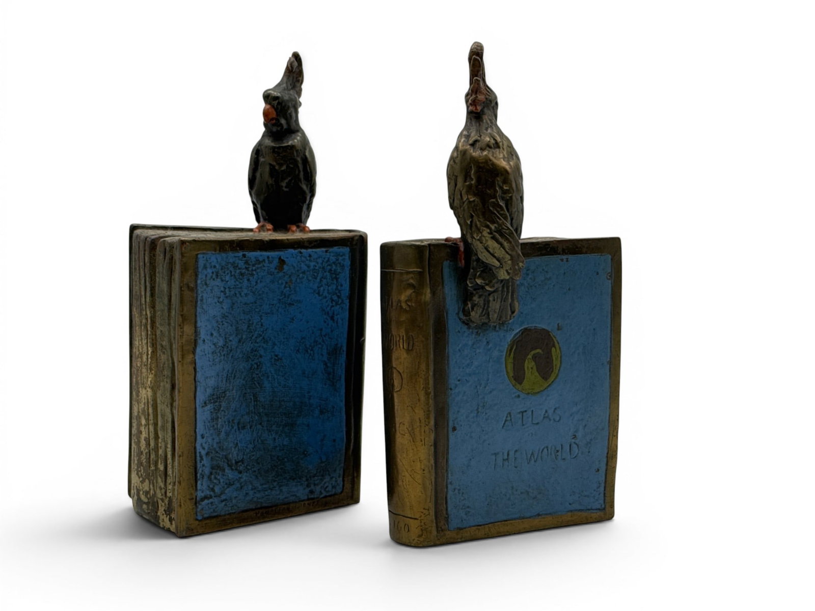 Pompeian Bronze-Clad Atlas of the World Bookends (1 of 5)