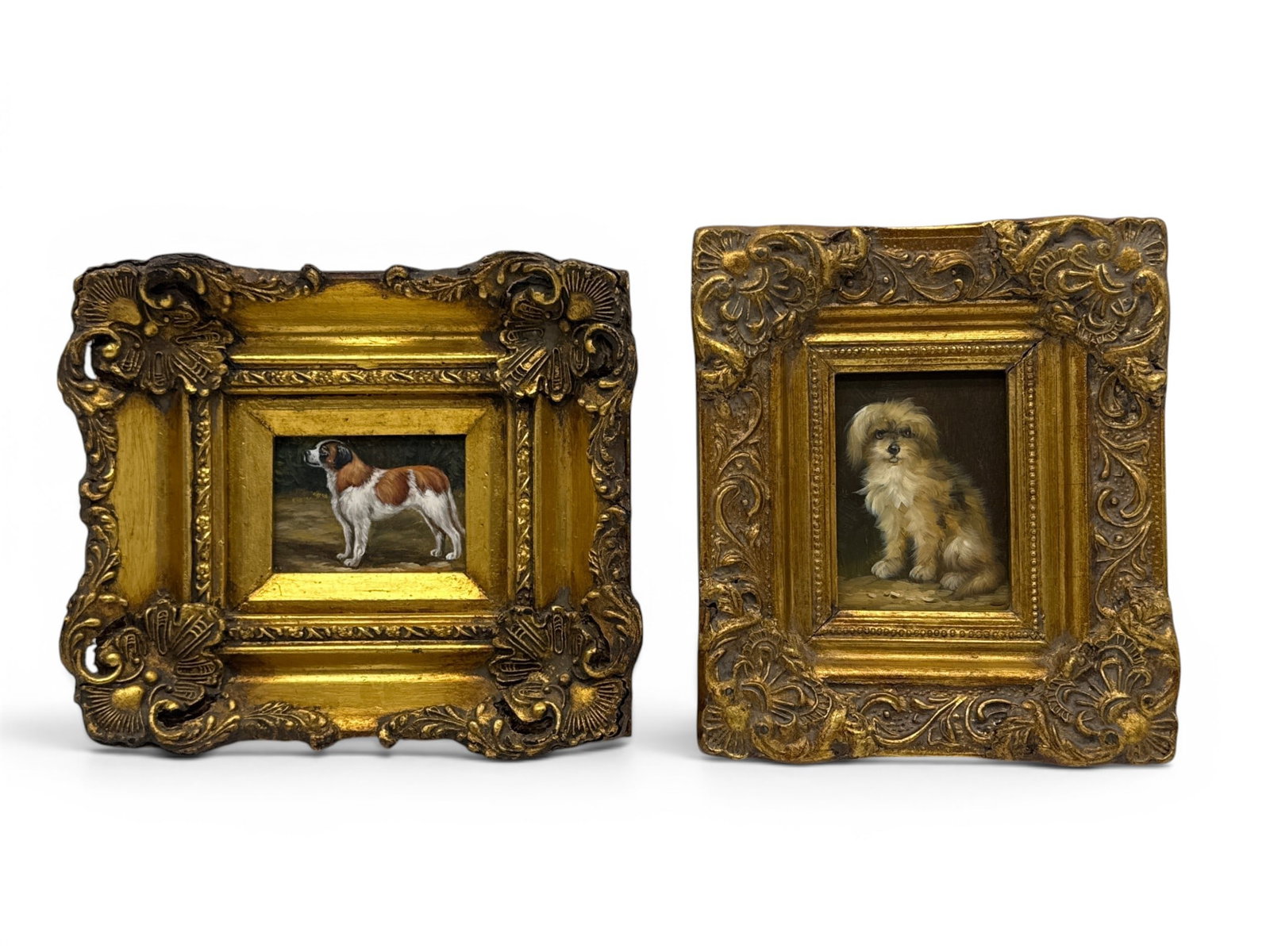 Two Small Oils/Panel: Dog Portraits (1 of 4)