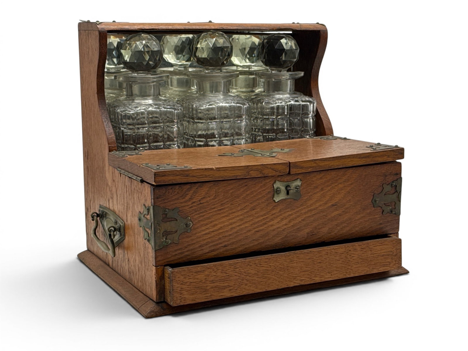 English Oak and Crystal Tantalus Set (1 of 5)