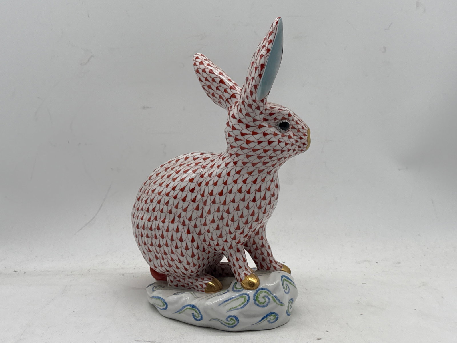 Large Herend Rust Fishnet Rabbit - 2