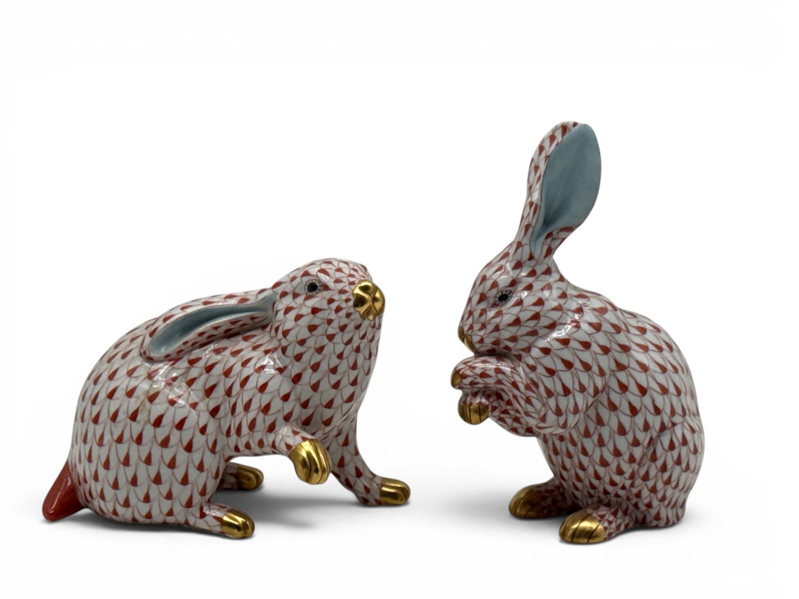Pair Herend Porcelain Rabbits (1 of 7)