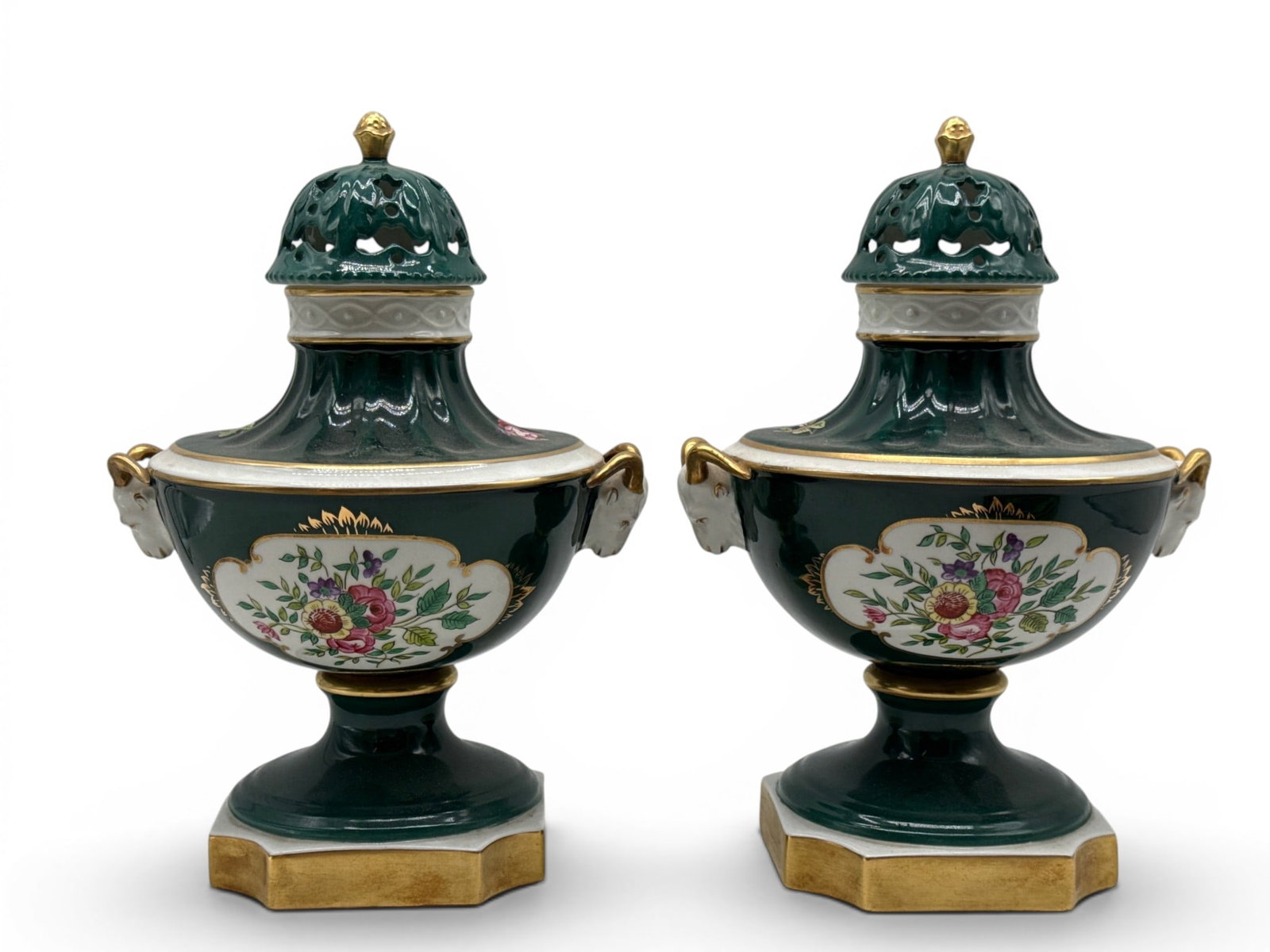 Pair Portuguese Porcelain Covered Urns (1 of 5)