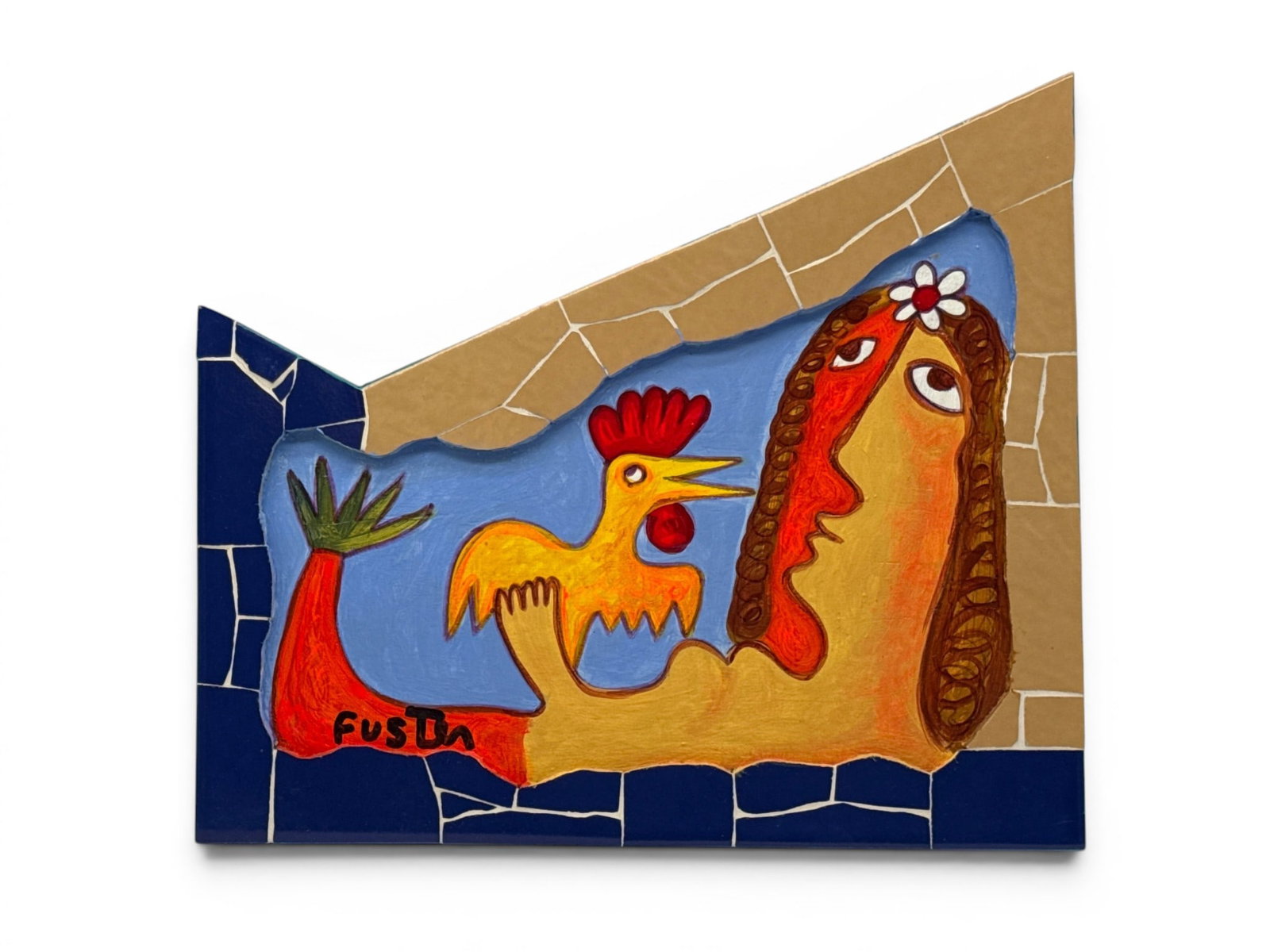 Jose Rodriguez Fuster Mixed Media: Mermaid Kissing Chicken (1 of 4)