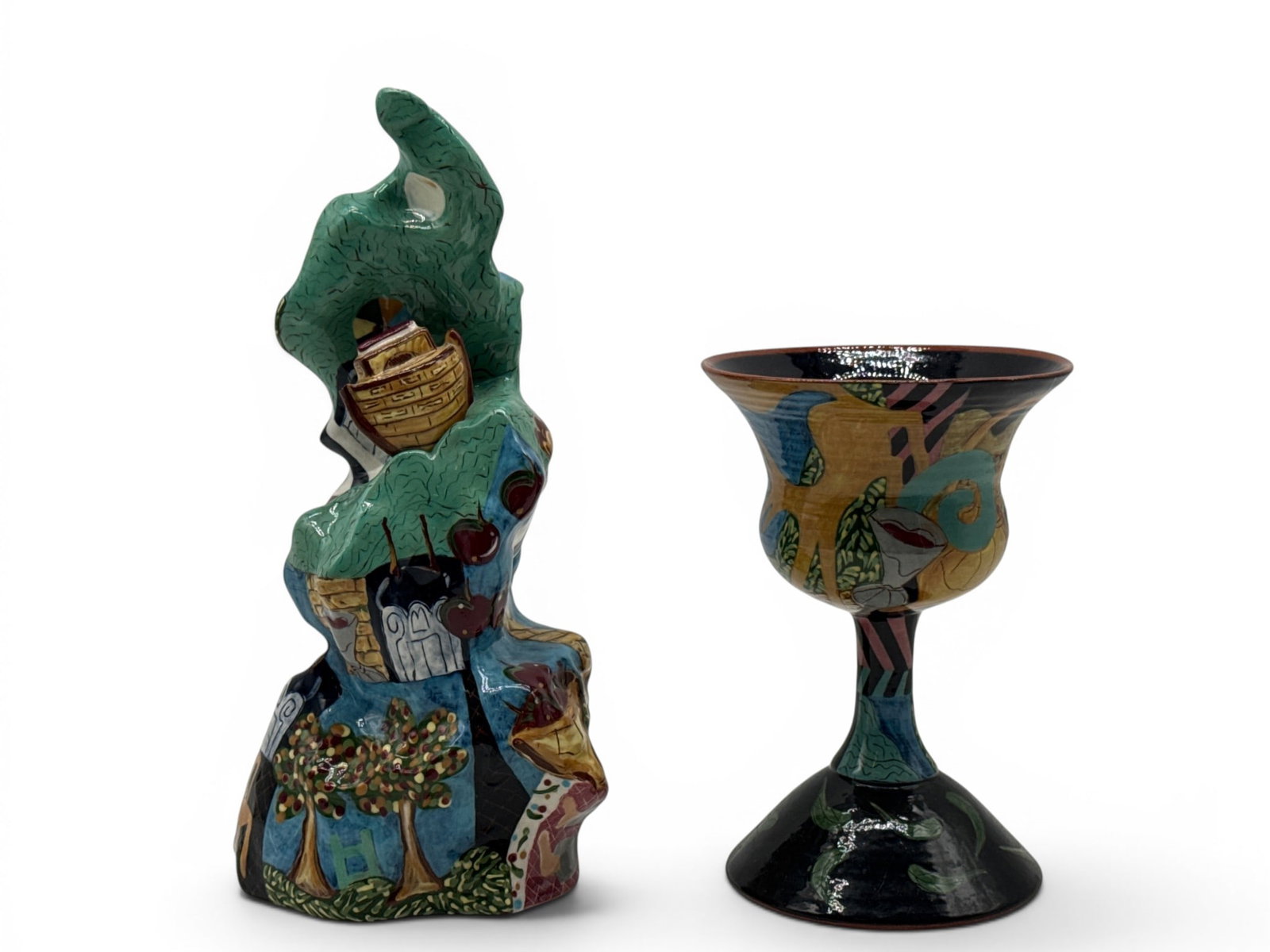 Robert Lipnick Judaica Pottery Ewer and Vase (1 of 9)