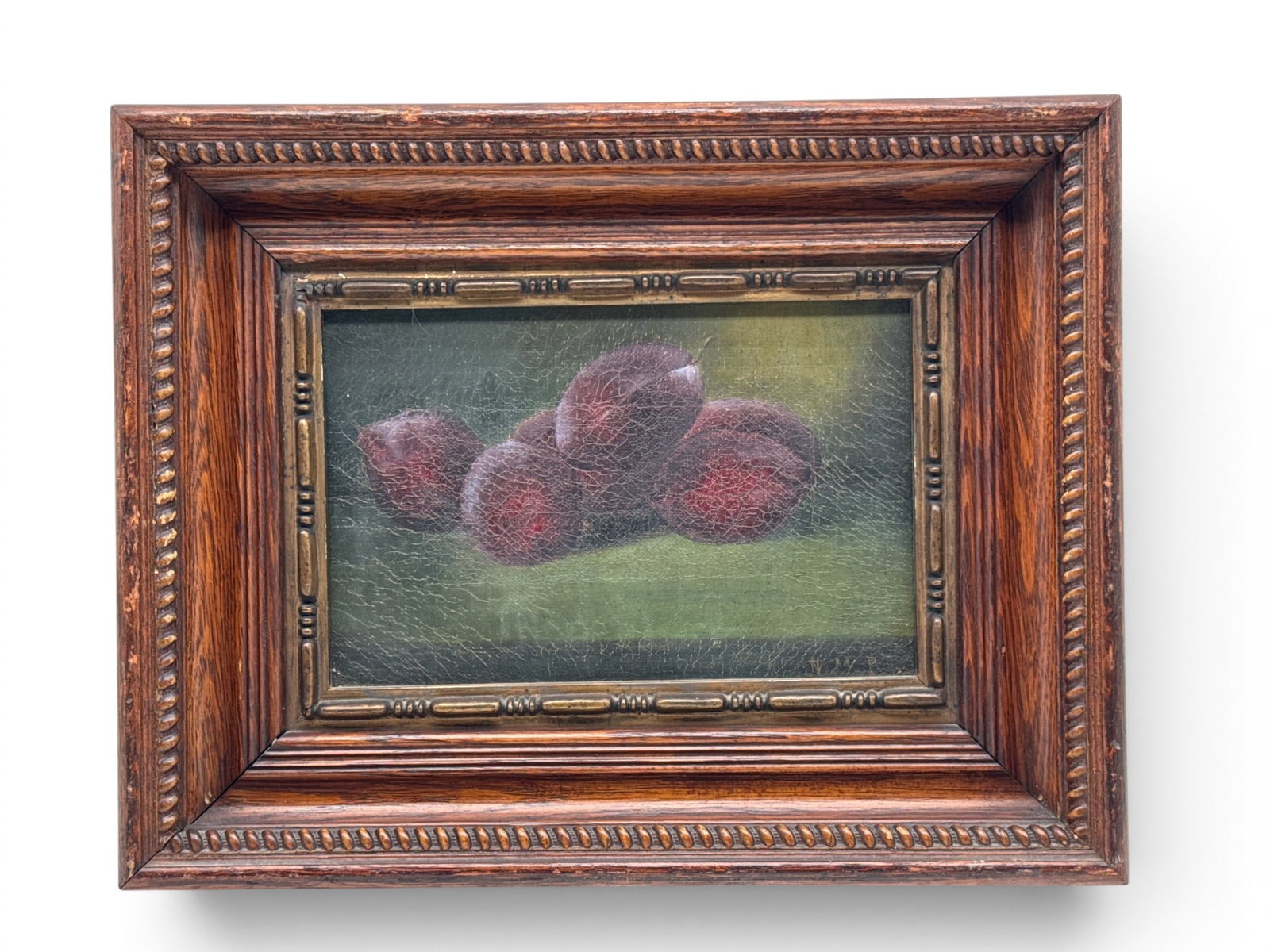Early 20th C. Oil/Canvas: Plums (1 of 4)