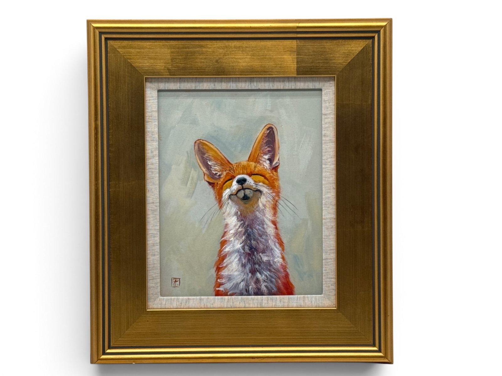Gilt-Framed Oil/Canvas: Fox (1 of 4)