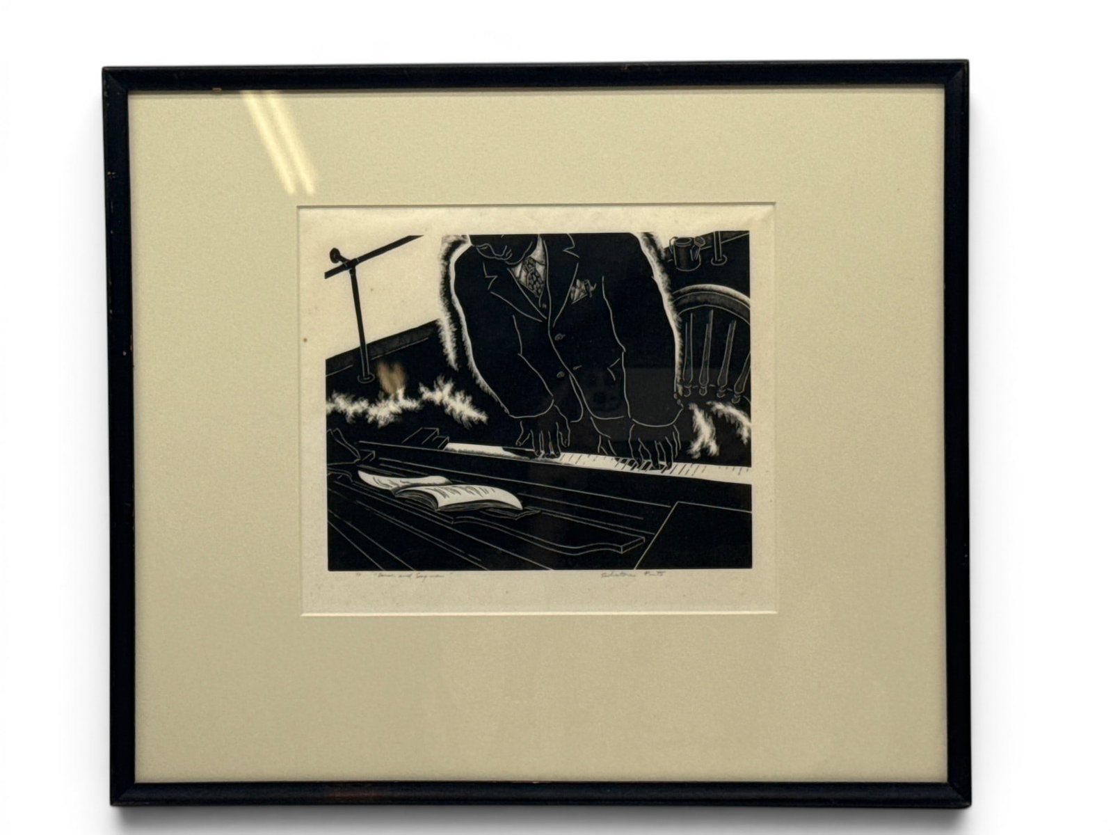 Salvatore Pinto Wood Engraving: Piano & Songman (1 of 5)