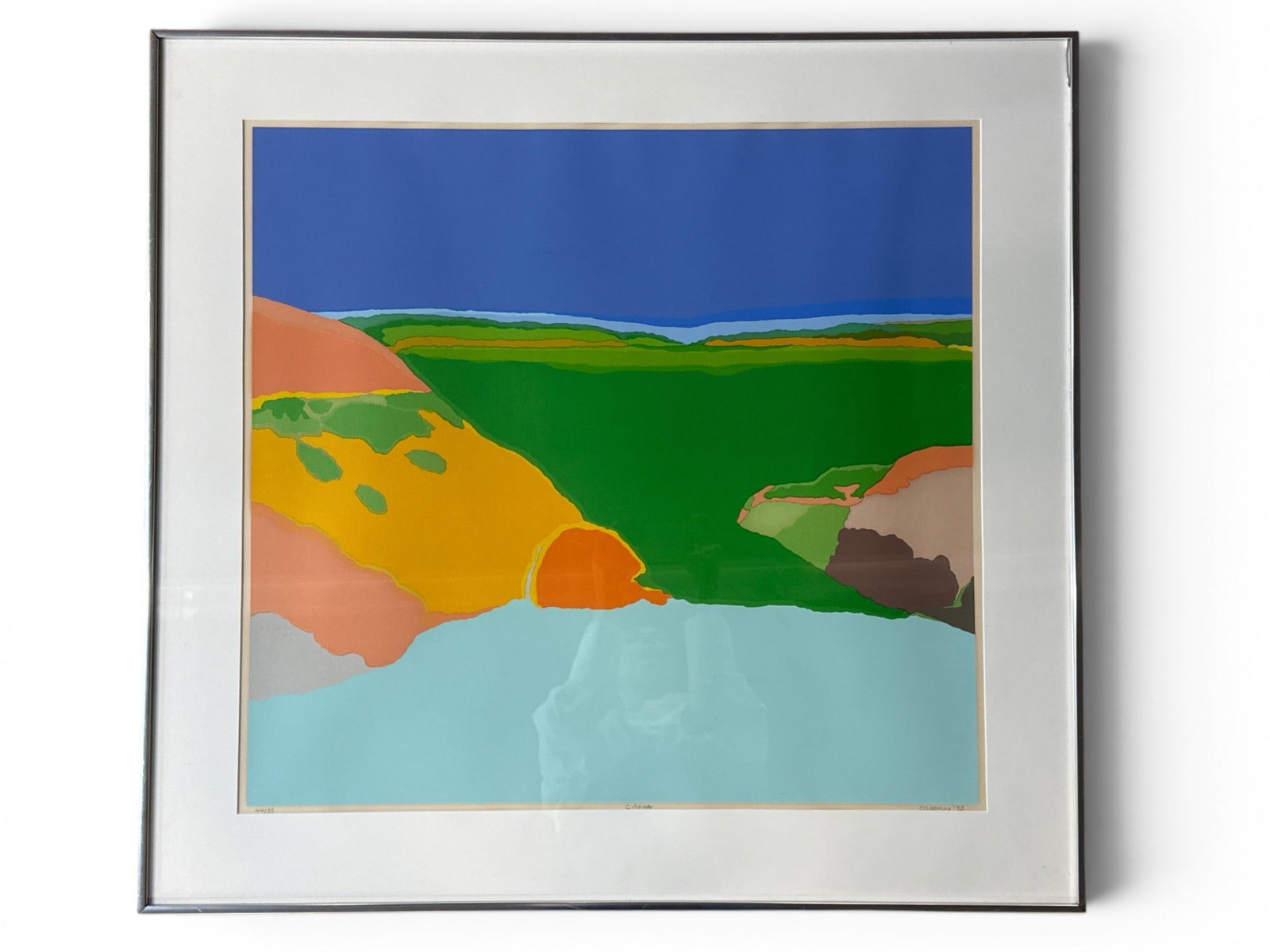 Elizabeth Osbourne Lithograph: Cirrha: Elizabeth Osbourne (Philadelphia, b. 1936). A large-format lithograph titled "Cirrha", pencil signed and numbered 44/55. Frame: 32-1/2in x 34-1/2in. | You have additional shipping options, and are not