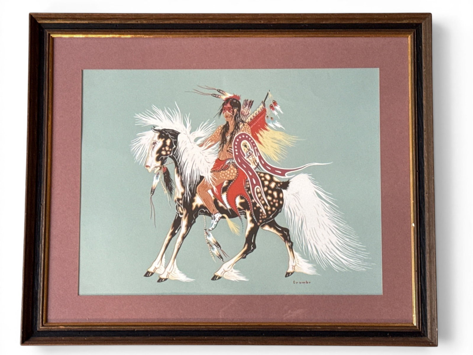 Woody Crumbo Gouache/Paper: Warrior (1 of 5)