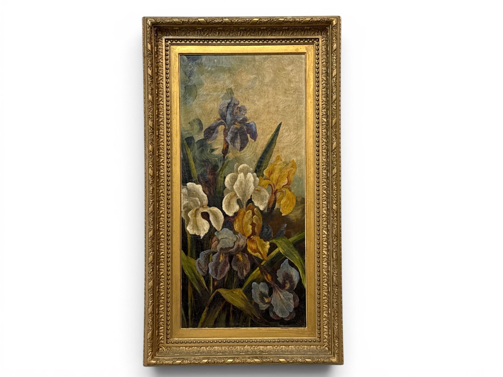 Early 20th C. Oil/Canvas: Irises (1 of 6)