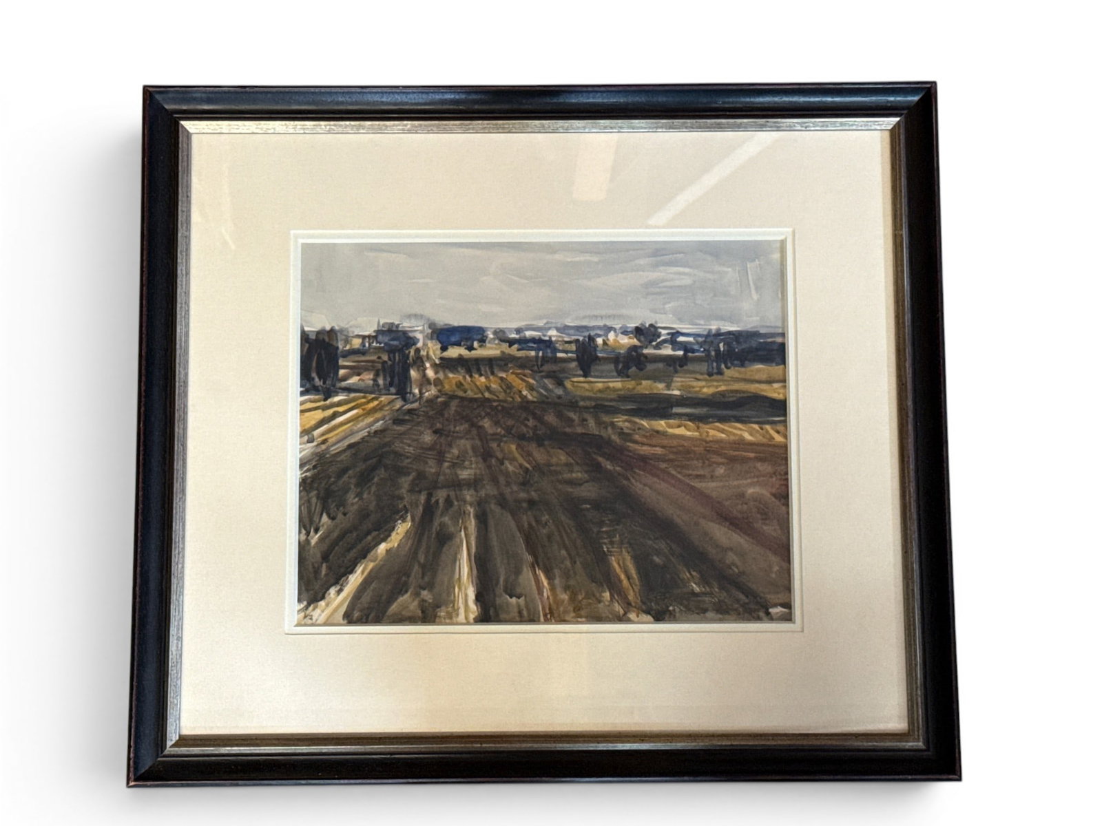 Jeffrey Boys Watercolor/Paper: Landscape: Jeffrey Boys (Delaware, 20th C.). A watercolor on paper landscape. Signed. Mat opening: 11in x 14-1/2in. Frame: 20in x 23in. | You have additional shipping options, and are not required to use Live