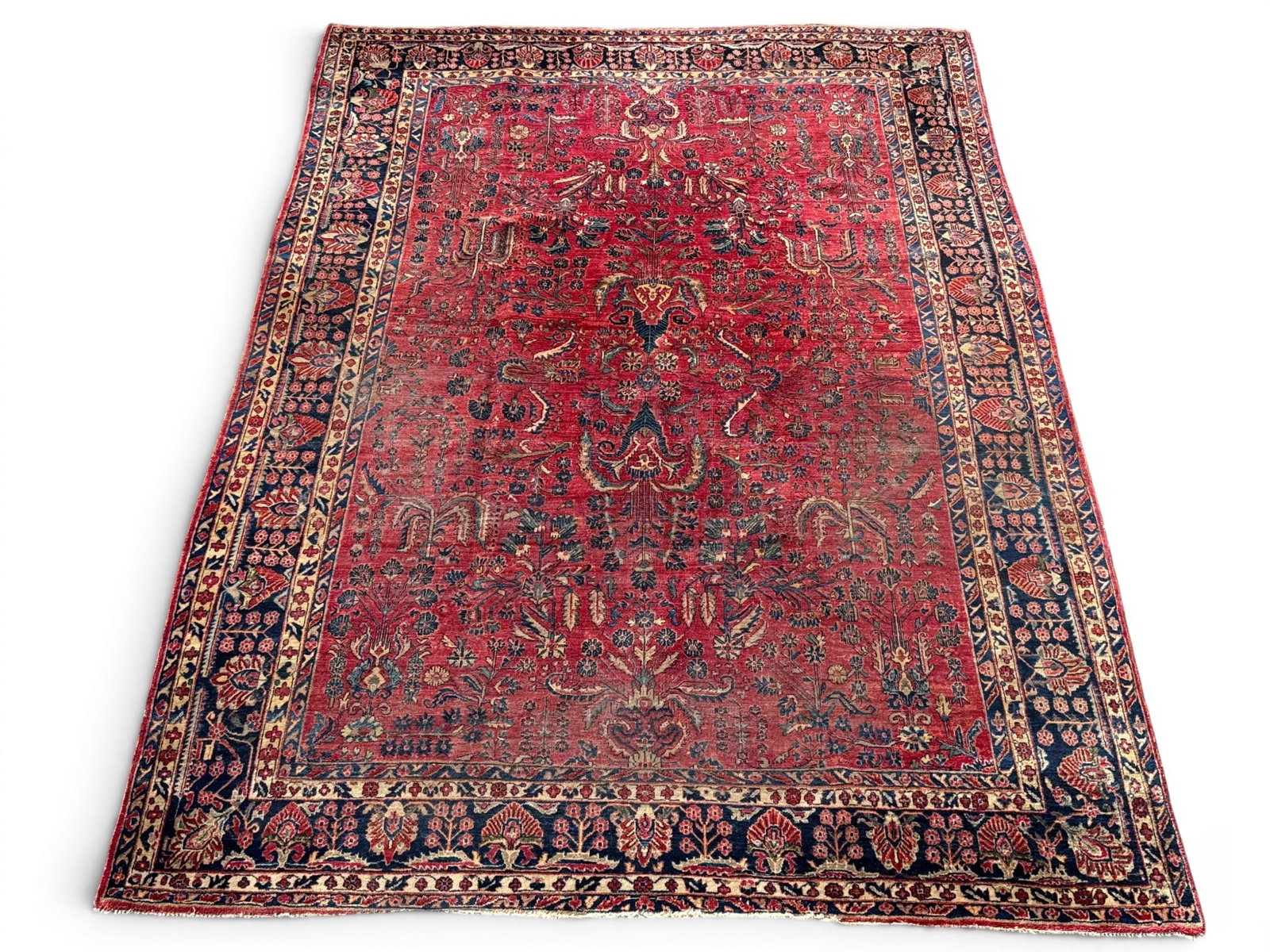 Persian Sarouk Room Size Carpet, 12ft 1in x 8ft 9in: A Persian Sarouk room size carpet. 12ft 1in x 8ft 9 in. | You have additional shipping options, and are not required to use Live Shipping. Additional shipping and delivery details are available on our
