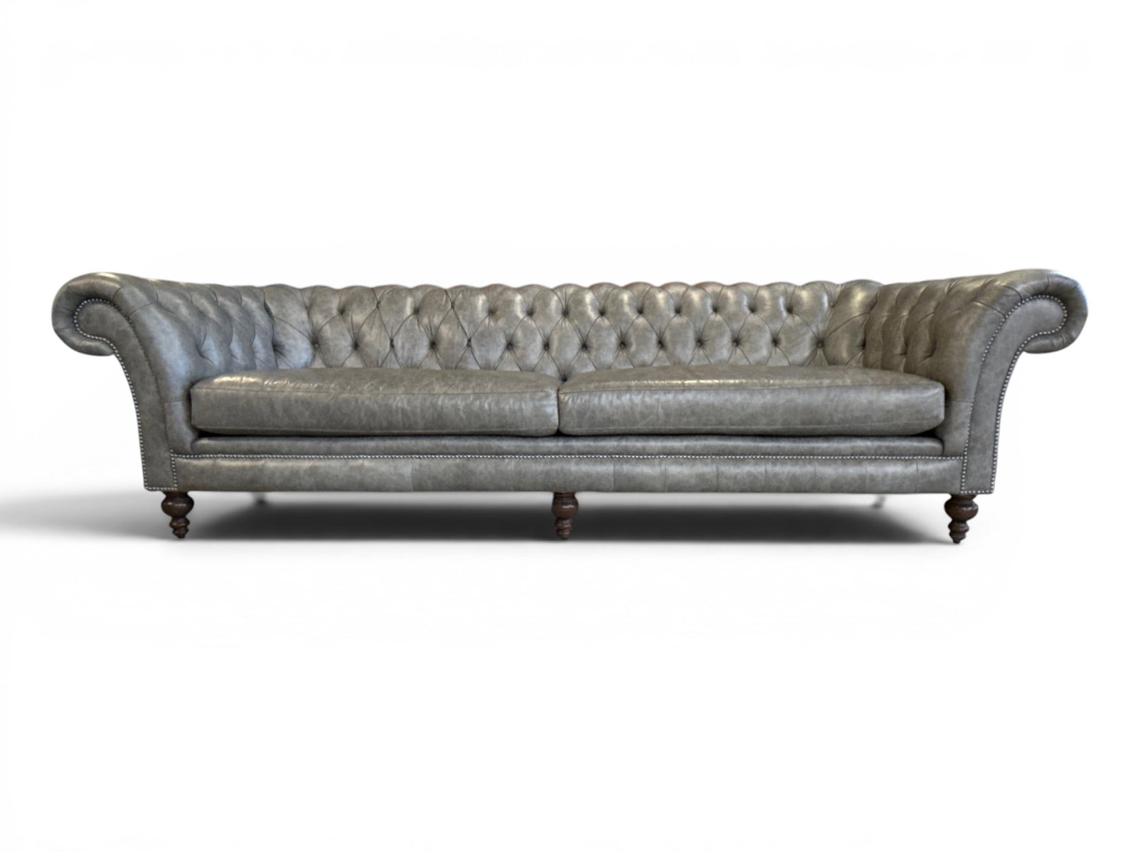 Decorator Grey Leather Chesterfield Sofa (1 of 7)