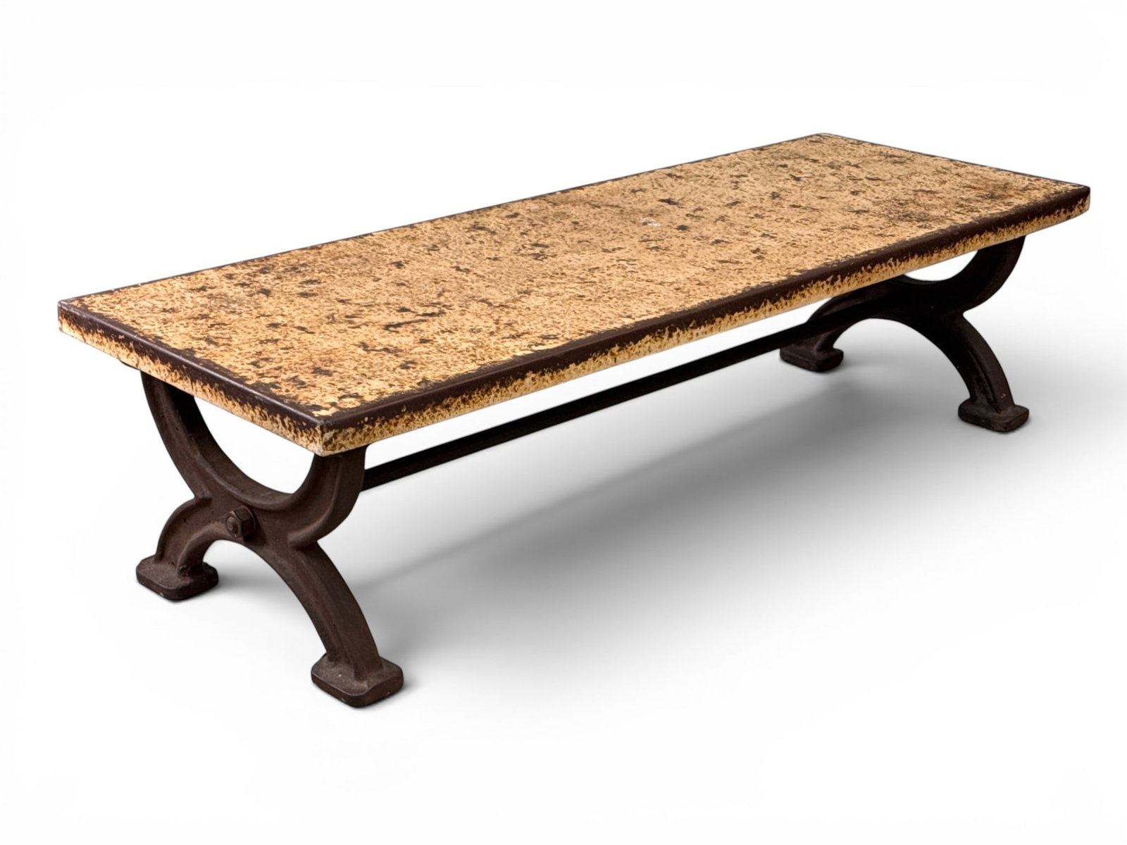 Restoration Hardware Industrial-style Coffee Table: A Restoration Hardware industrial steel and iron coffee table. Unmarked. 17-1/2in tall x 67in wide x 24in deep. | You have additional shipping options, and are not required to use Live Shipping.