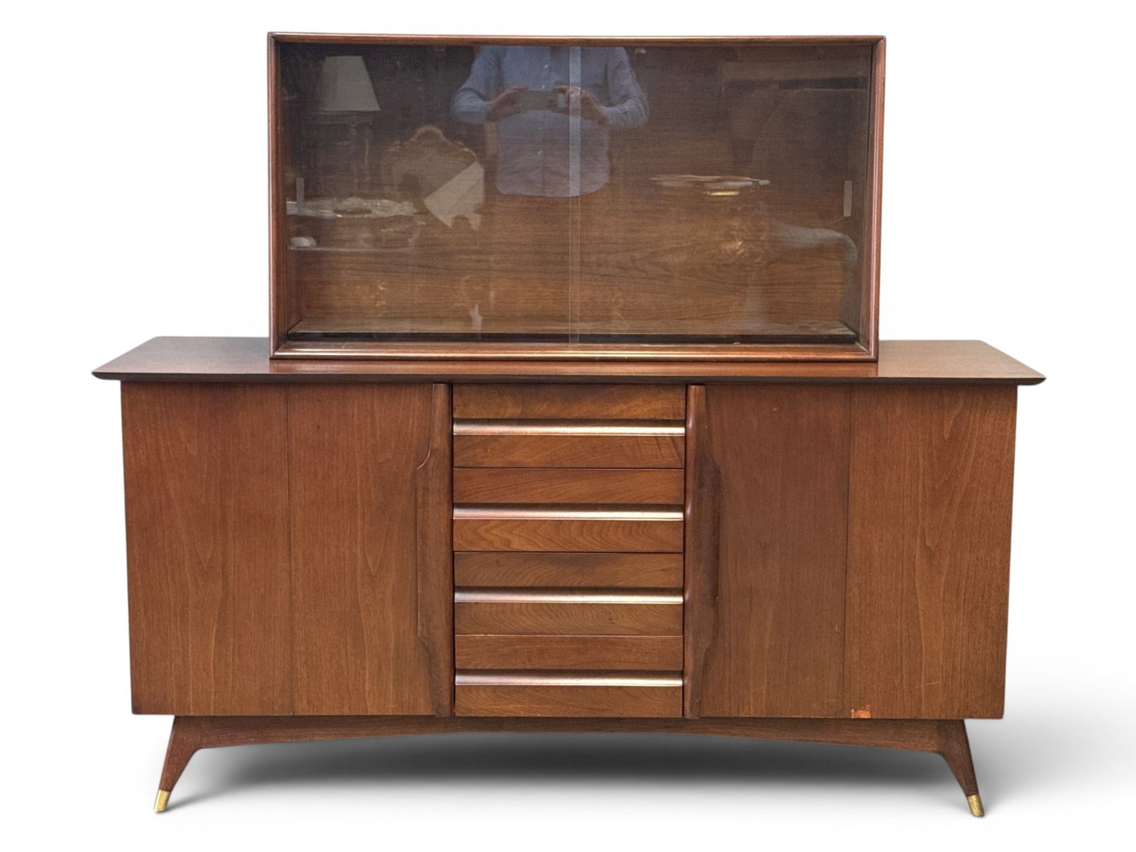 American Modern Walnut Sideboard and Wall Cabinet (1 of 6)