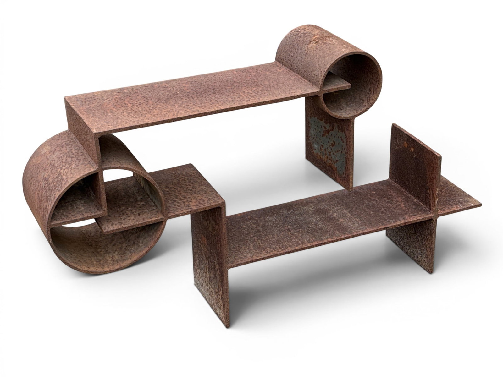 Abstract Iron Garden Sculpture: An abstract welded garden sculpture. Signed with artist's cypher. 27in tall x 45in wide. | You have additional shipping options, and are not required to use Live Shipping. Additional shipping and deli