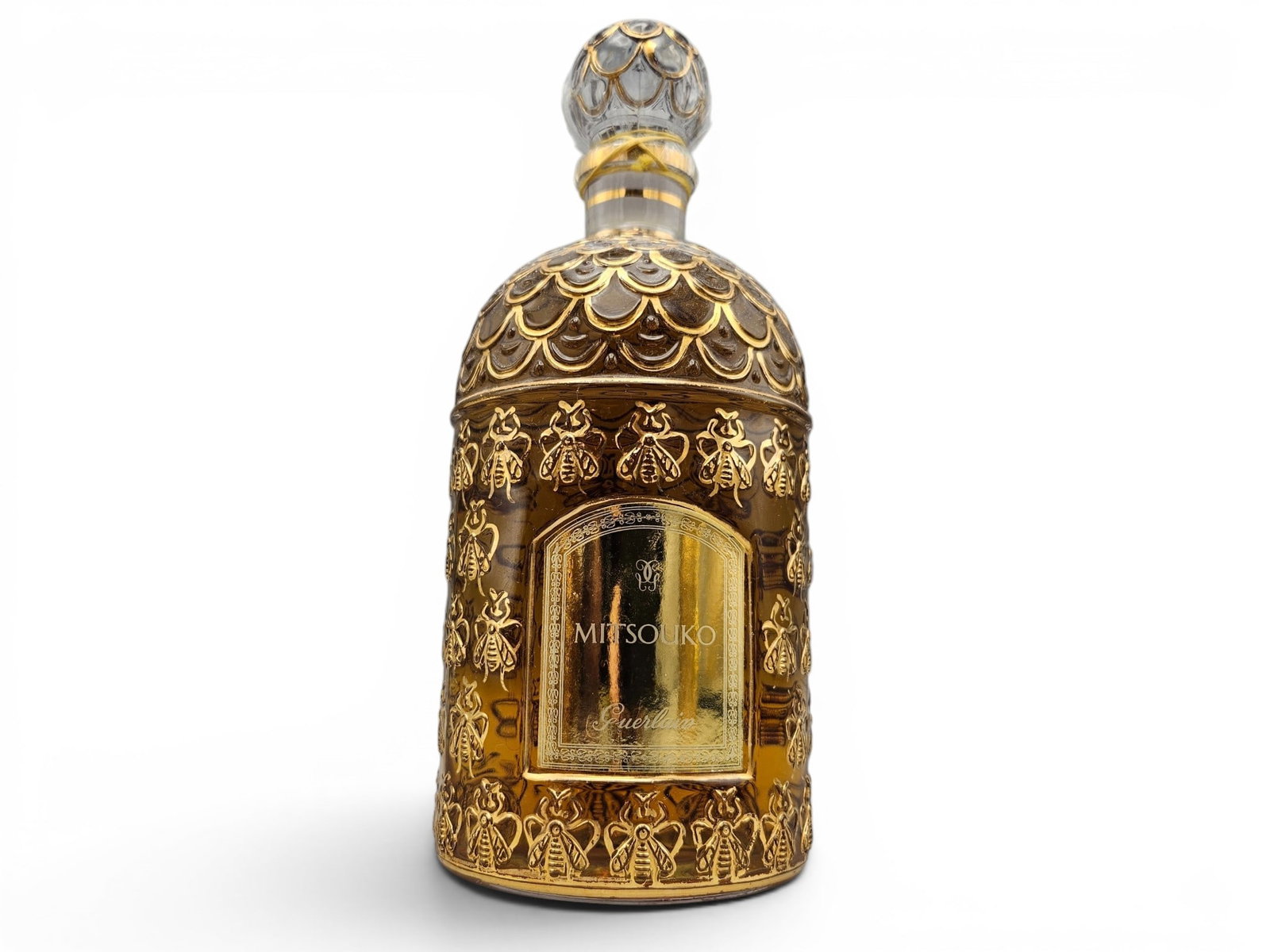 Guerlain Mitsouko Parfum 500ml Bottle: A 500ml bottle of Guerlain Mitsouko Parfum. 8in tall. | You have additional shipping options, and are not required to use Live Shipping. Additional shipping and delivery details are available on our w