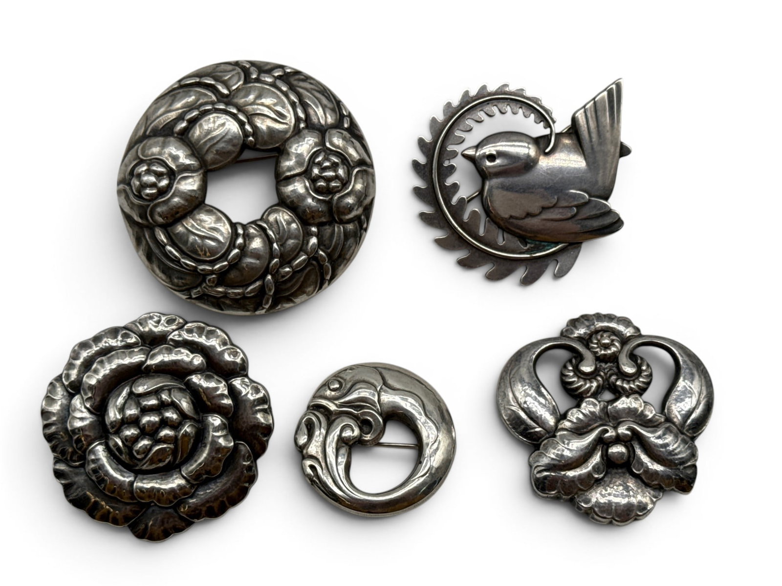 Five Georg Jensen Silver Brooches (1 of 11)