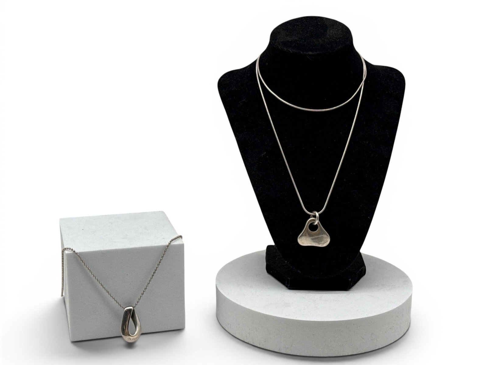 Two George Jensen Sterling Silver Modernist Pendant Necklaces (1 of 7)