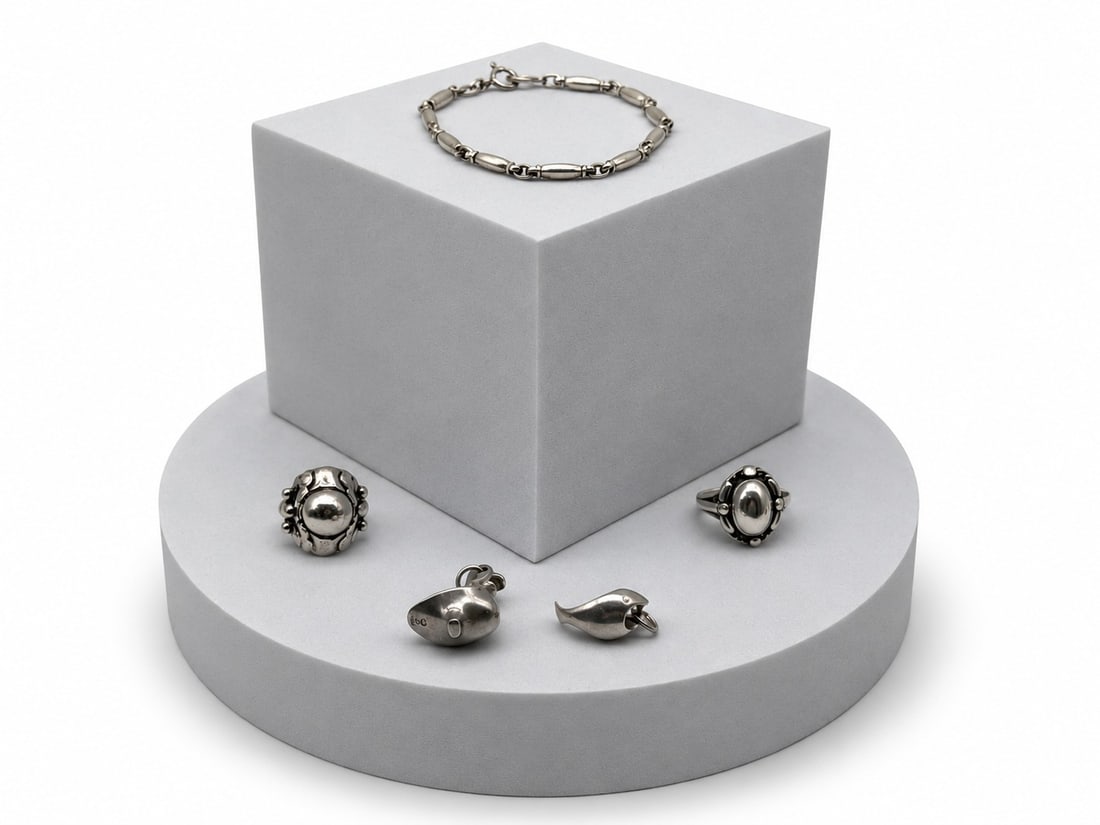 Georg Jensen Pendants, Bracelet and Rings Grouping (1 of 12)