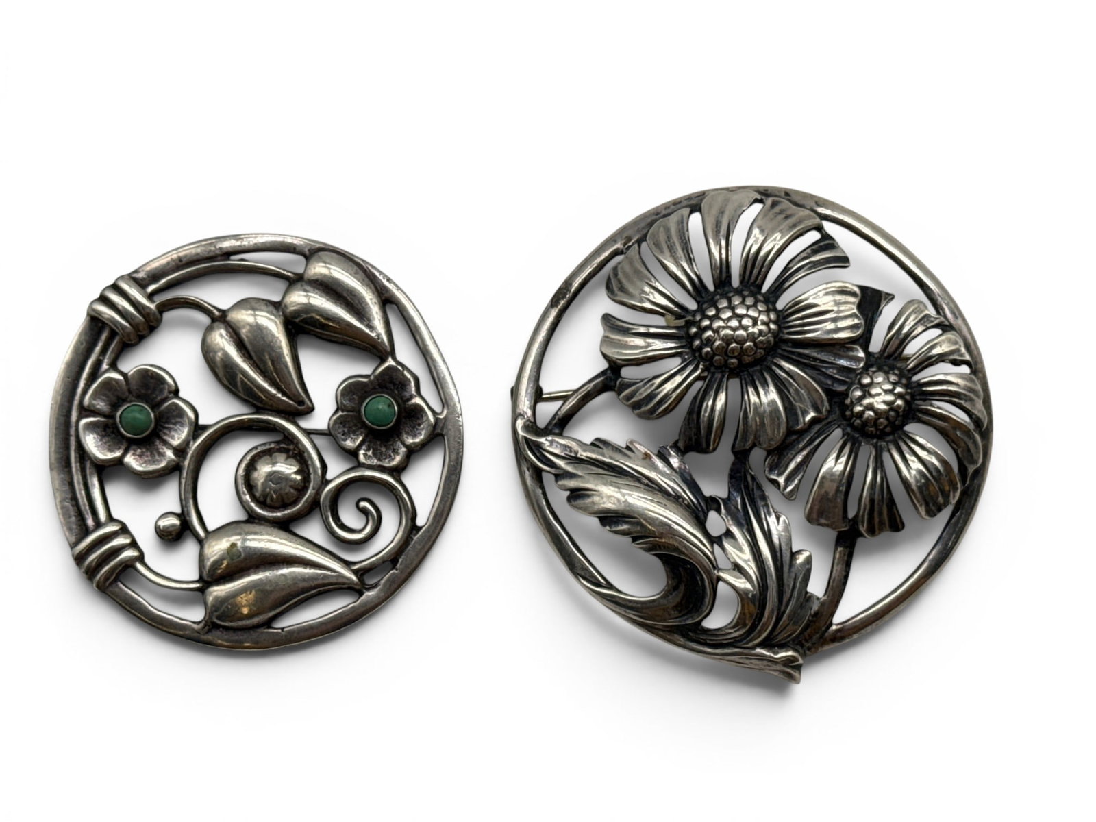 Two Sterling Silver Art Nouveau Botanical Brooches (1 of 6)