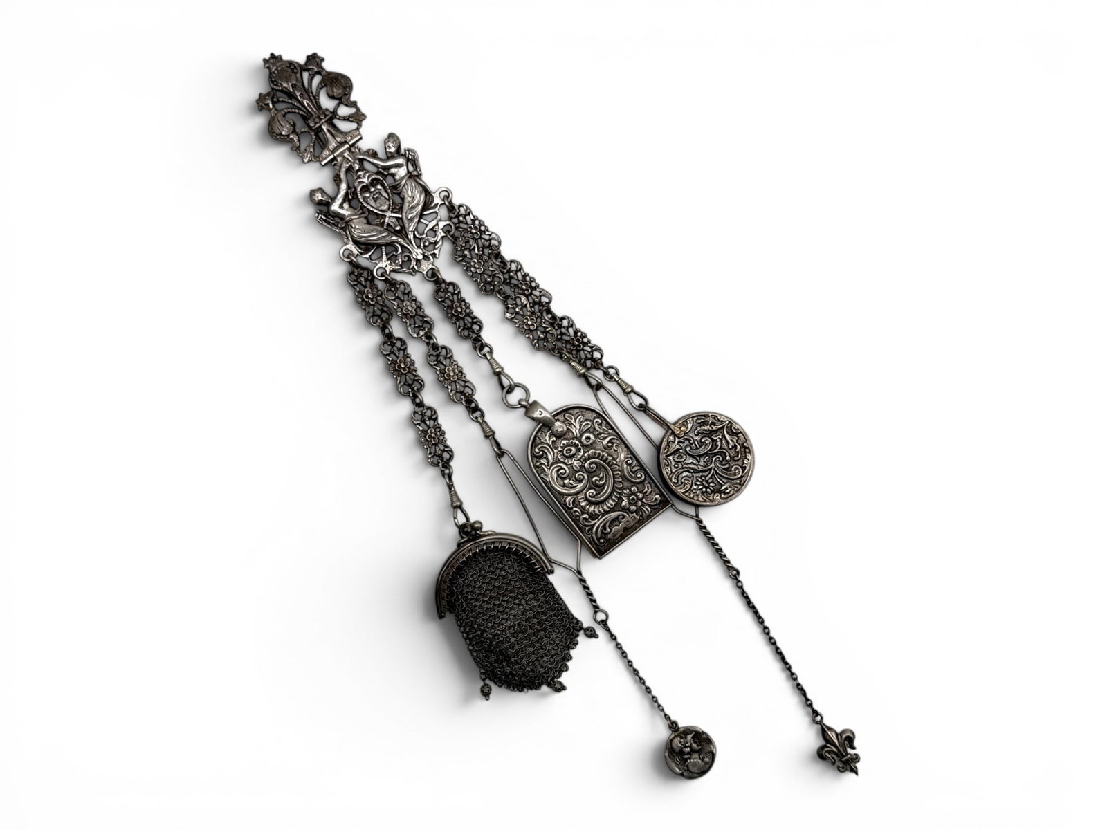 19th C. French Mixed Silver Repouss? Chatelaine (1 of 15)