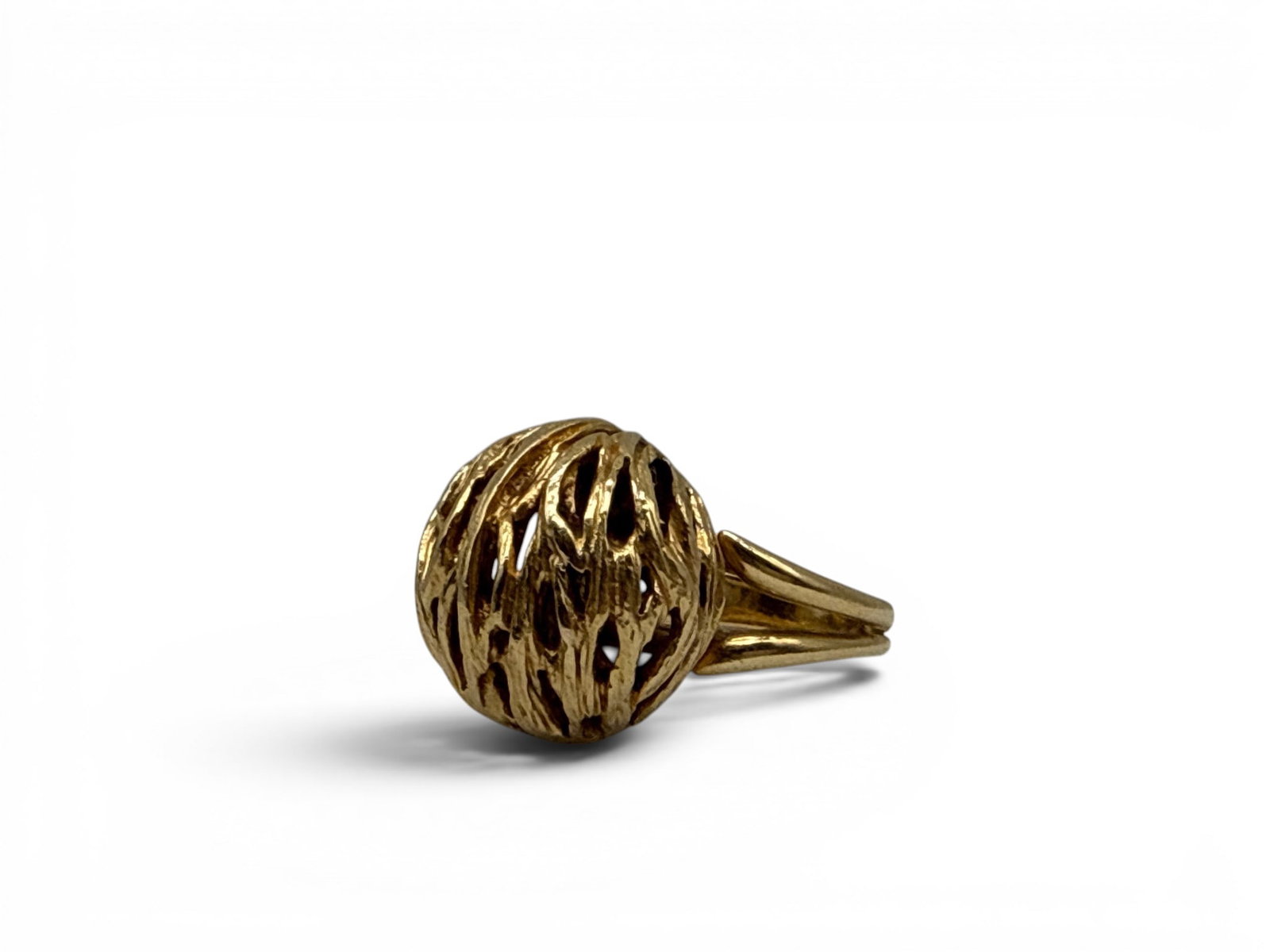 14K Brutalist Orb Ring