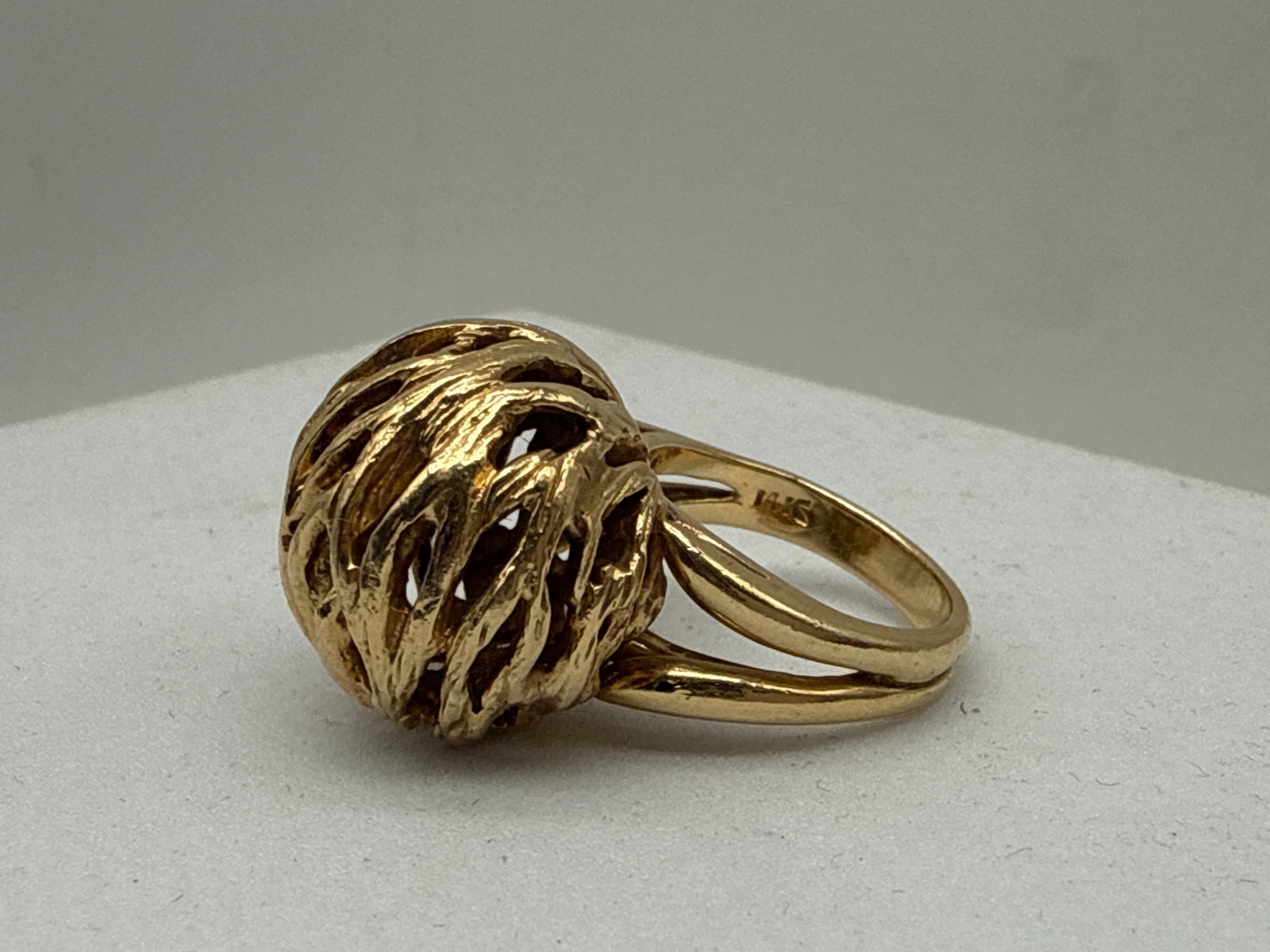 14K Brutalist Orb Ring - 4