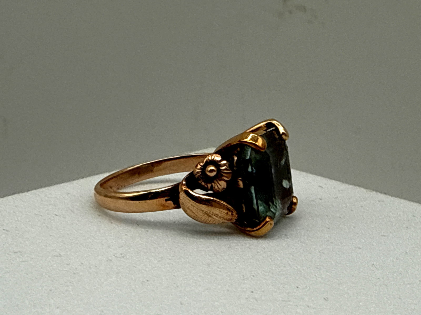 14K Rectangular Aquamarine Ring - 3