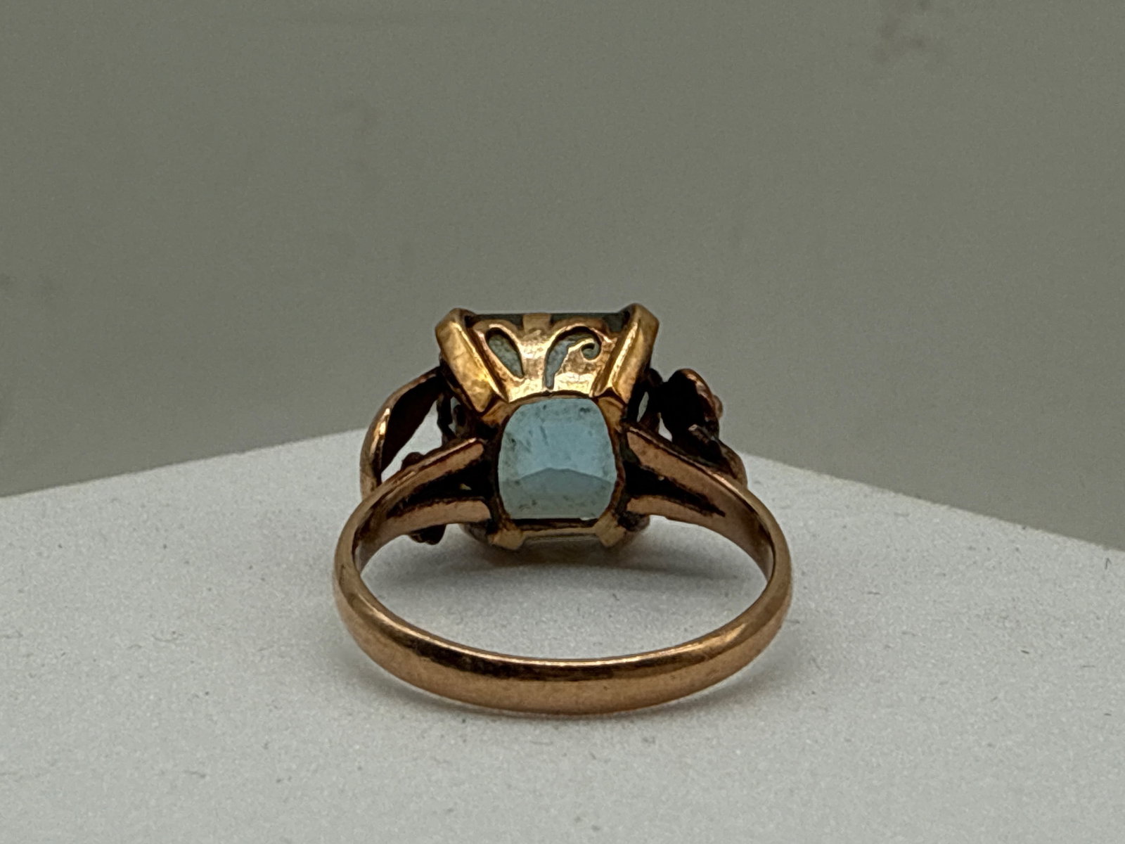 14K Rectangular Aquamarine Ring - 5