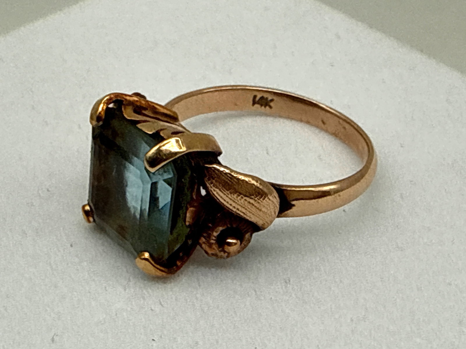 14K Rectangular Aquamarine Ring - 6