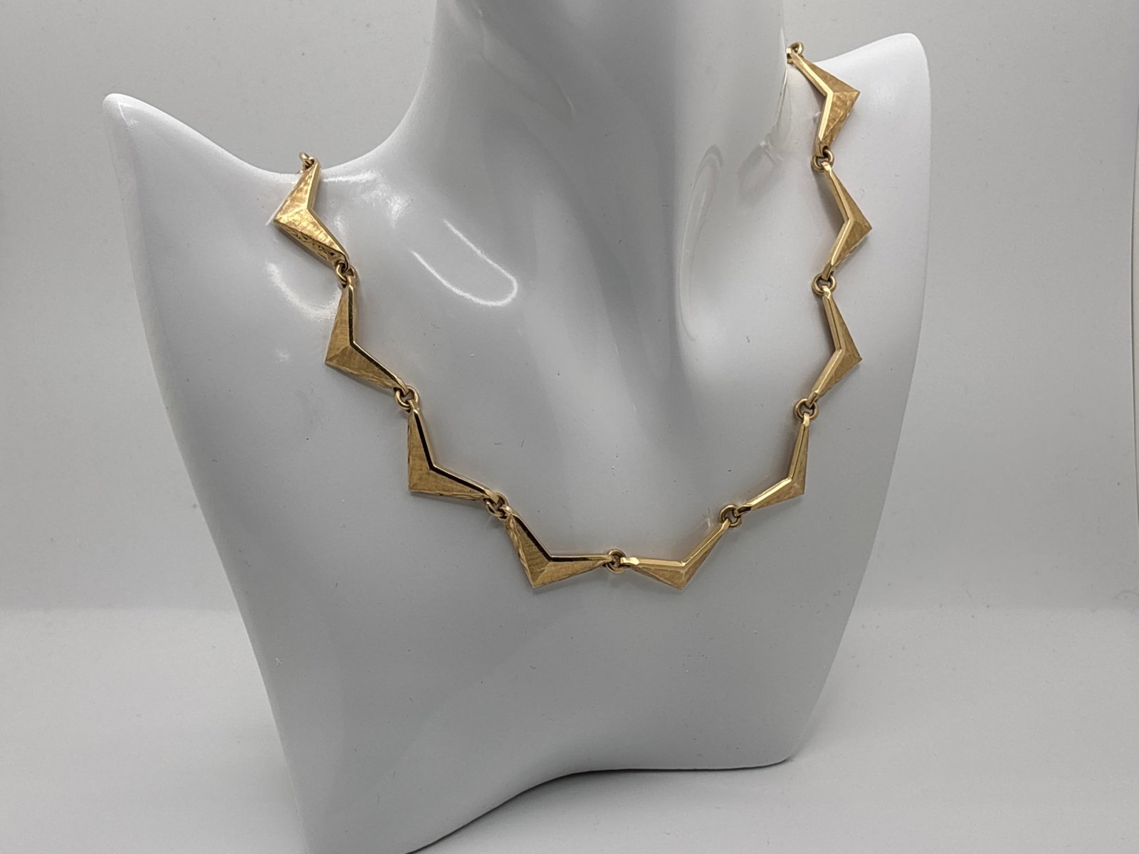 14K Yellow Gold Chevron Link Statement Necklace (1 of 7)