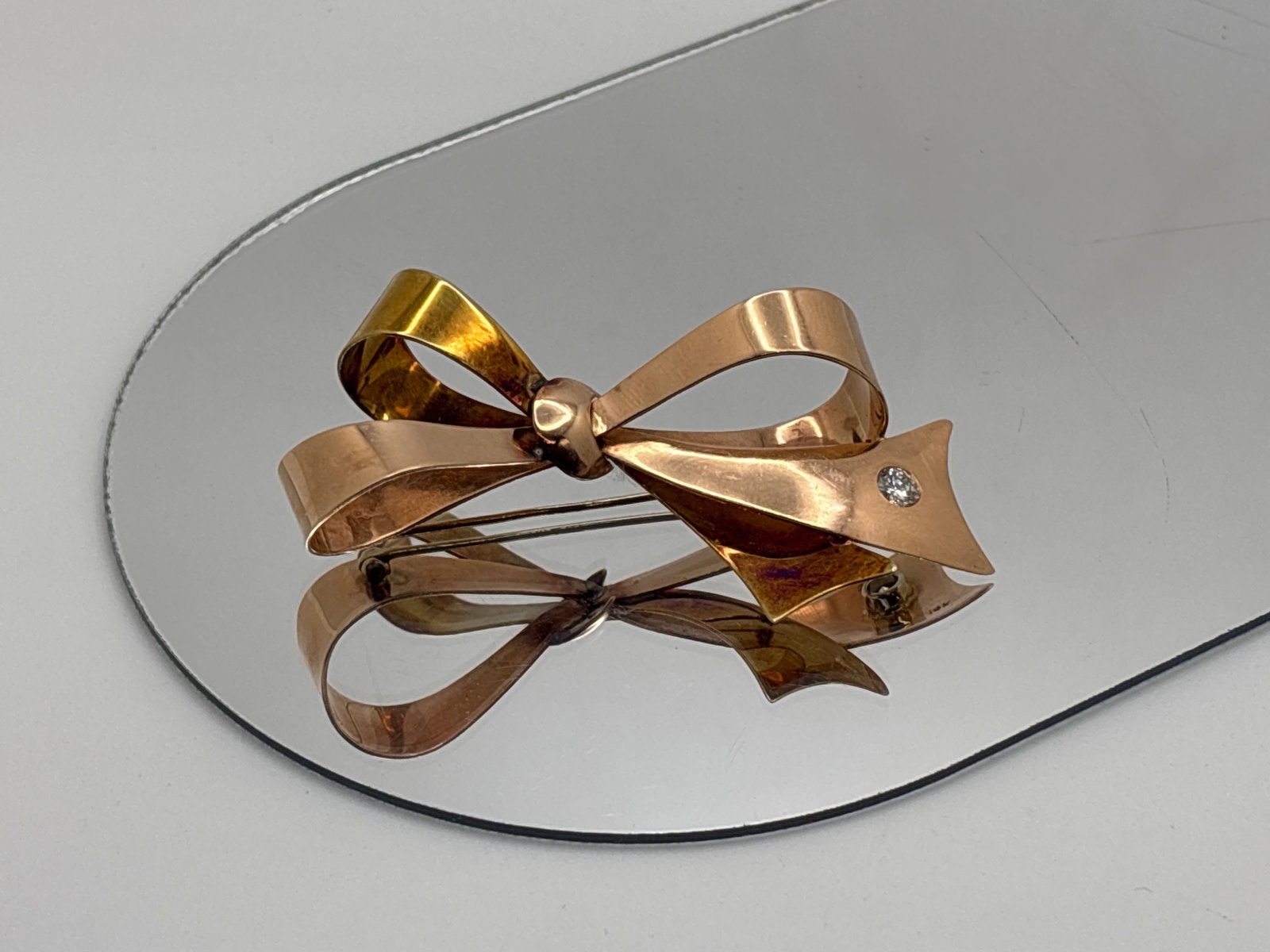14K Gold Diamond-Set Bow Brooch (1 of 5)