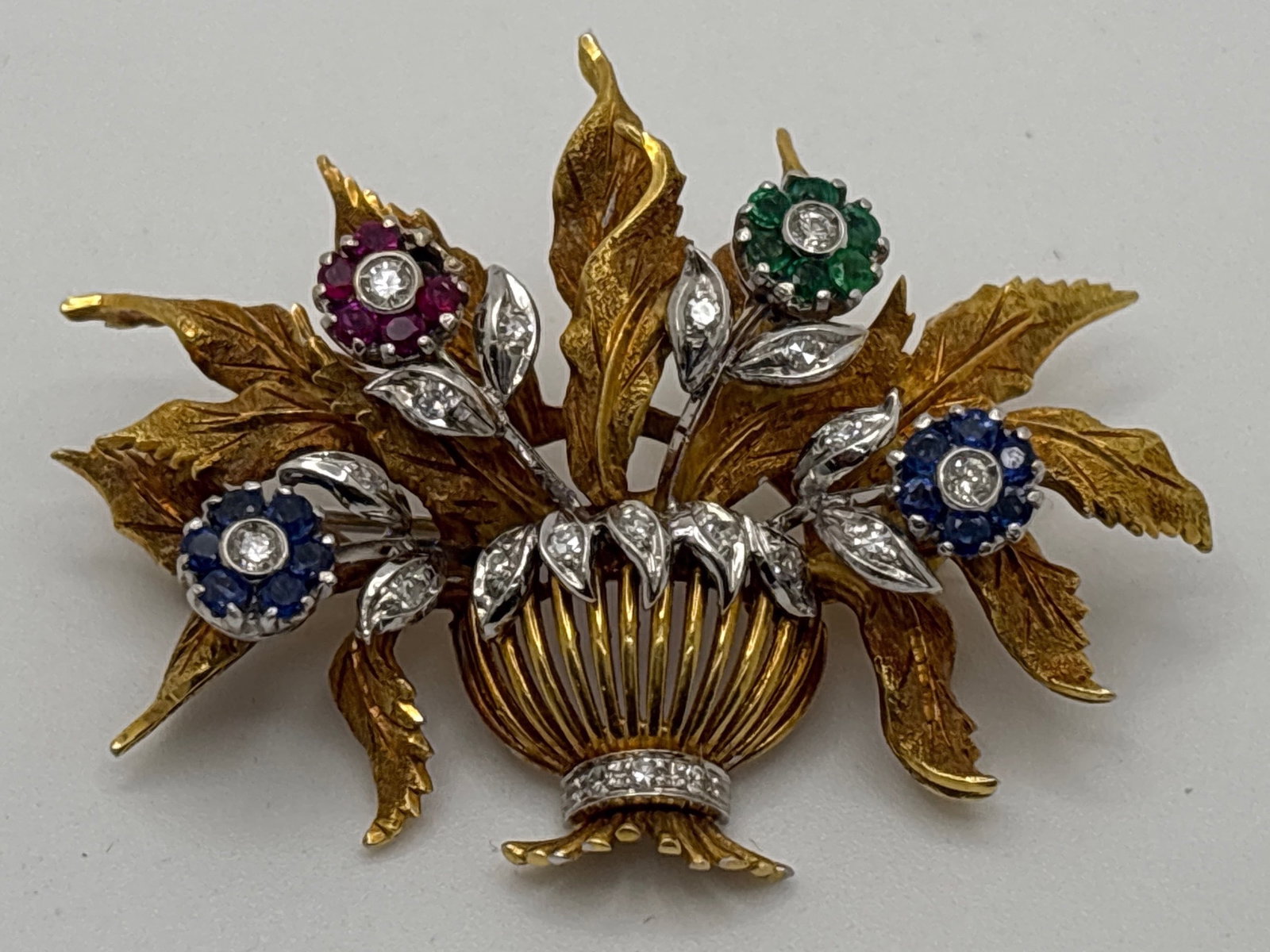 18K Diamond and Gemstone Giardinetto Brooch (1 of 6)