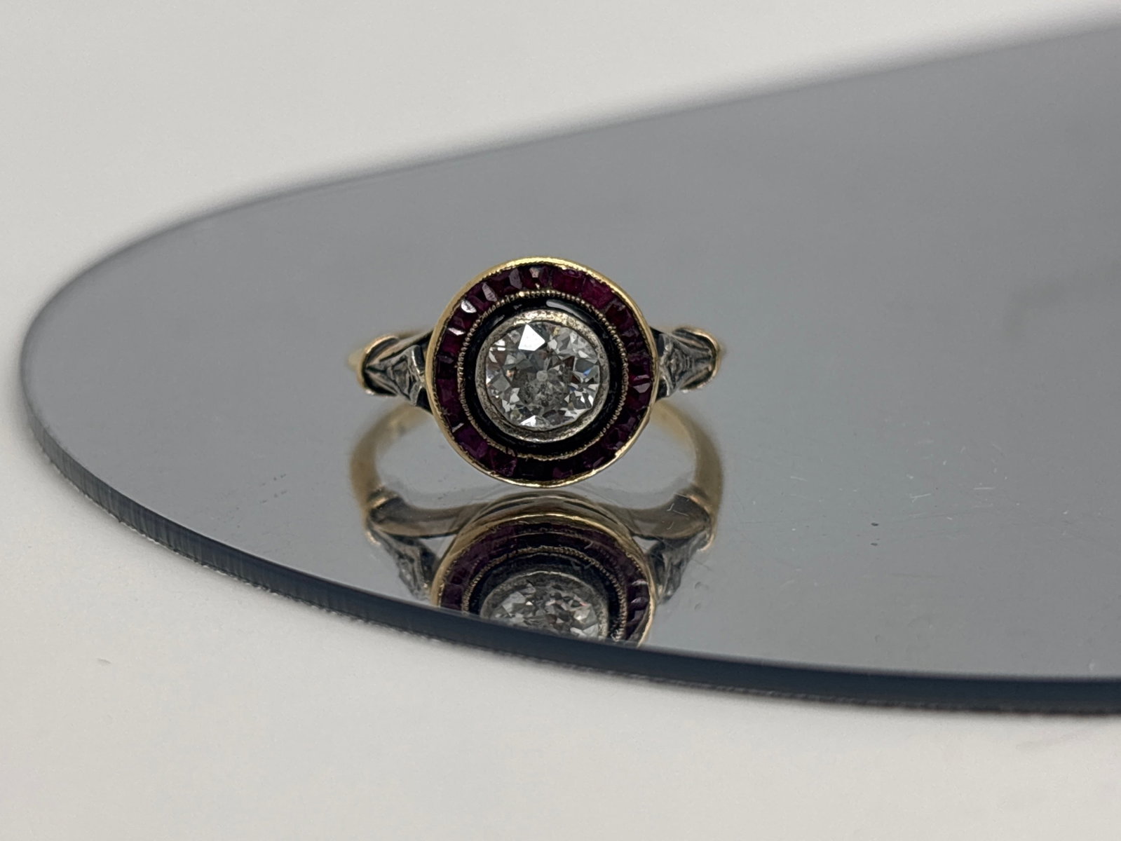 Art Deco Diamond and Ruby Target Ring - 2